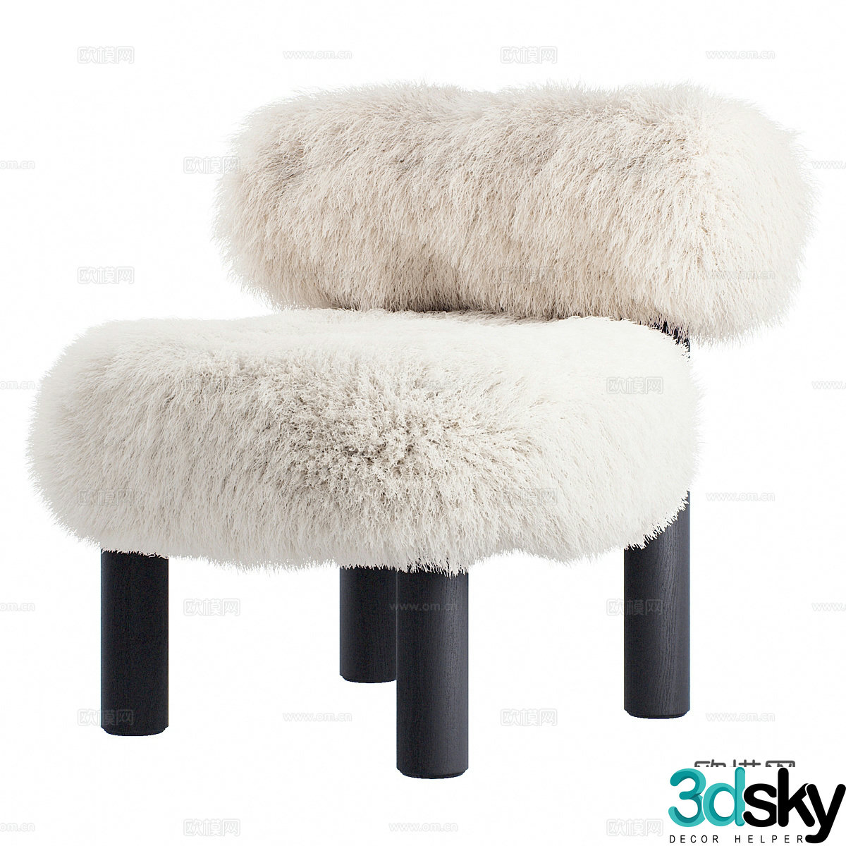 Modern Italian cream style plush armchair 3d model