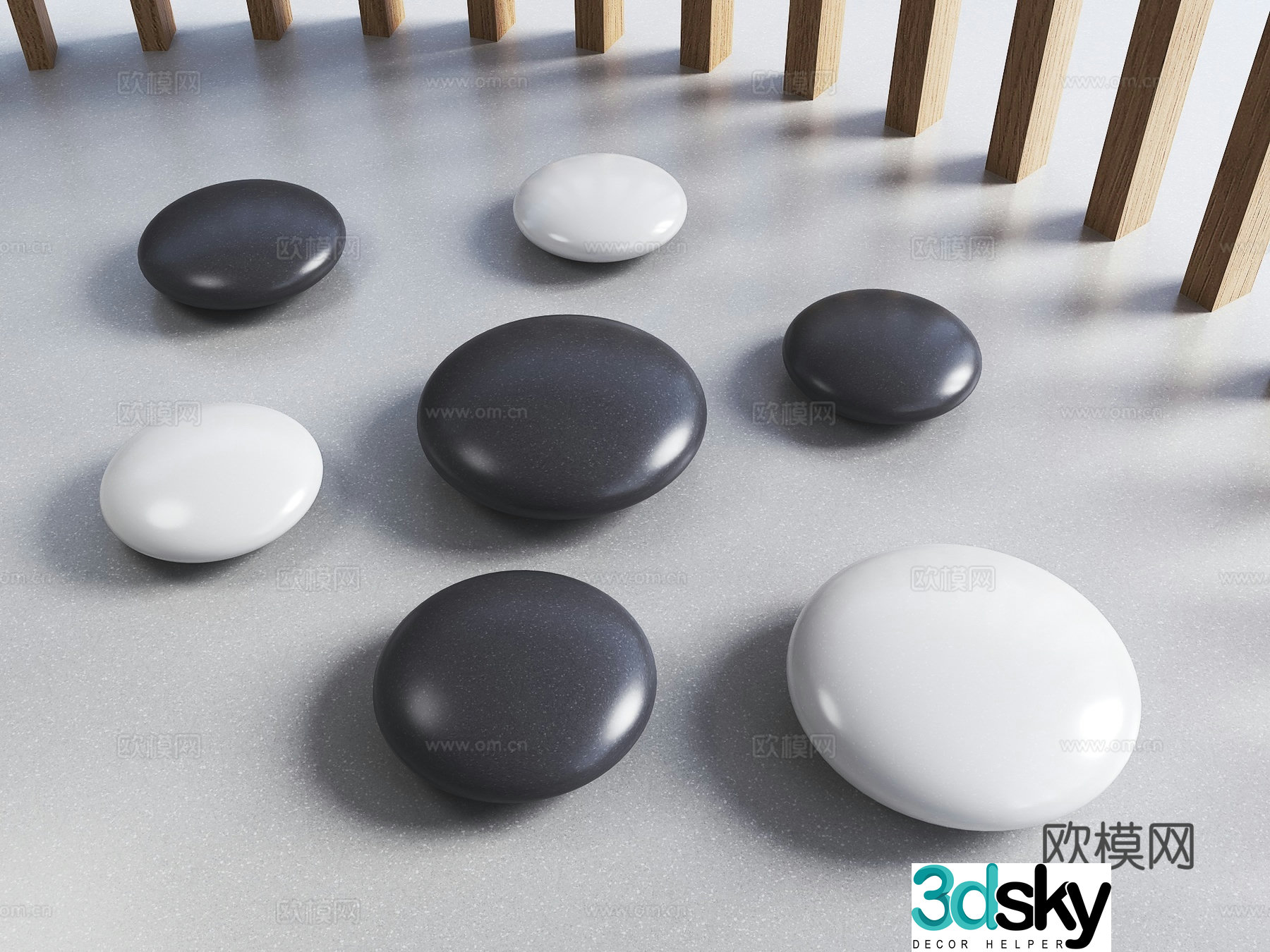 Pebble sitting bench grey pebble stone pier stone bench landscape pebble square stone bench 3d model