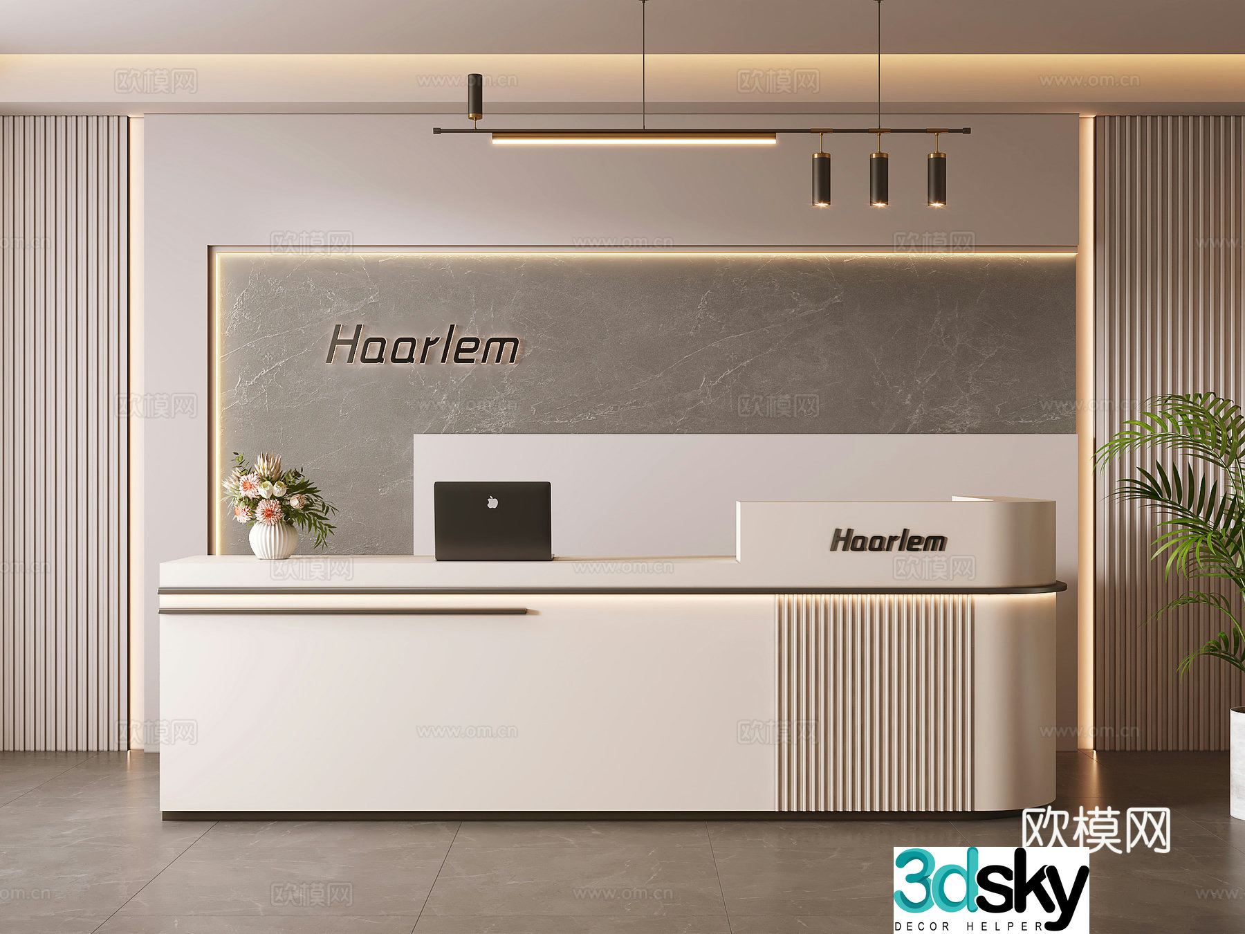 Modern front desk reception desk cashier 3d model