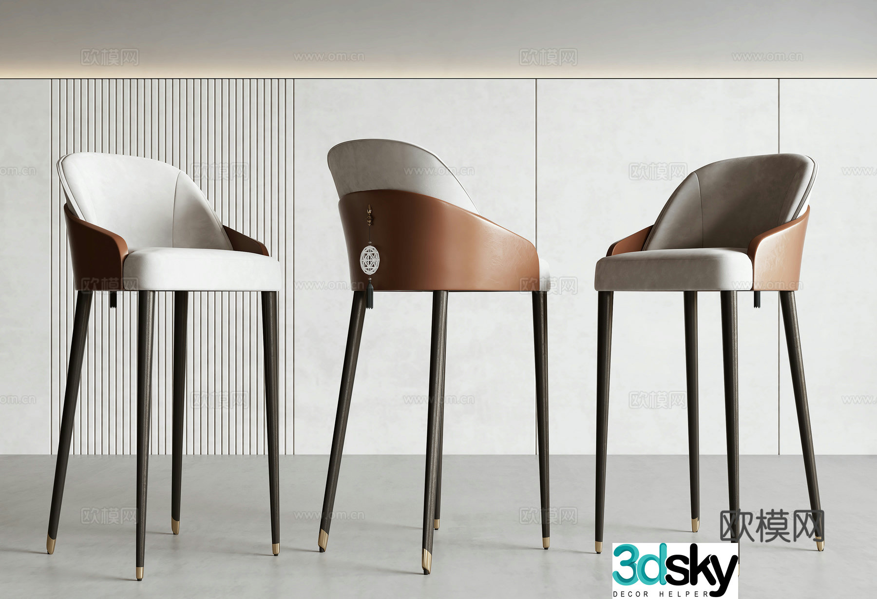 New Chinese style bar chair 3D model