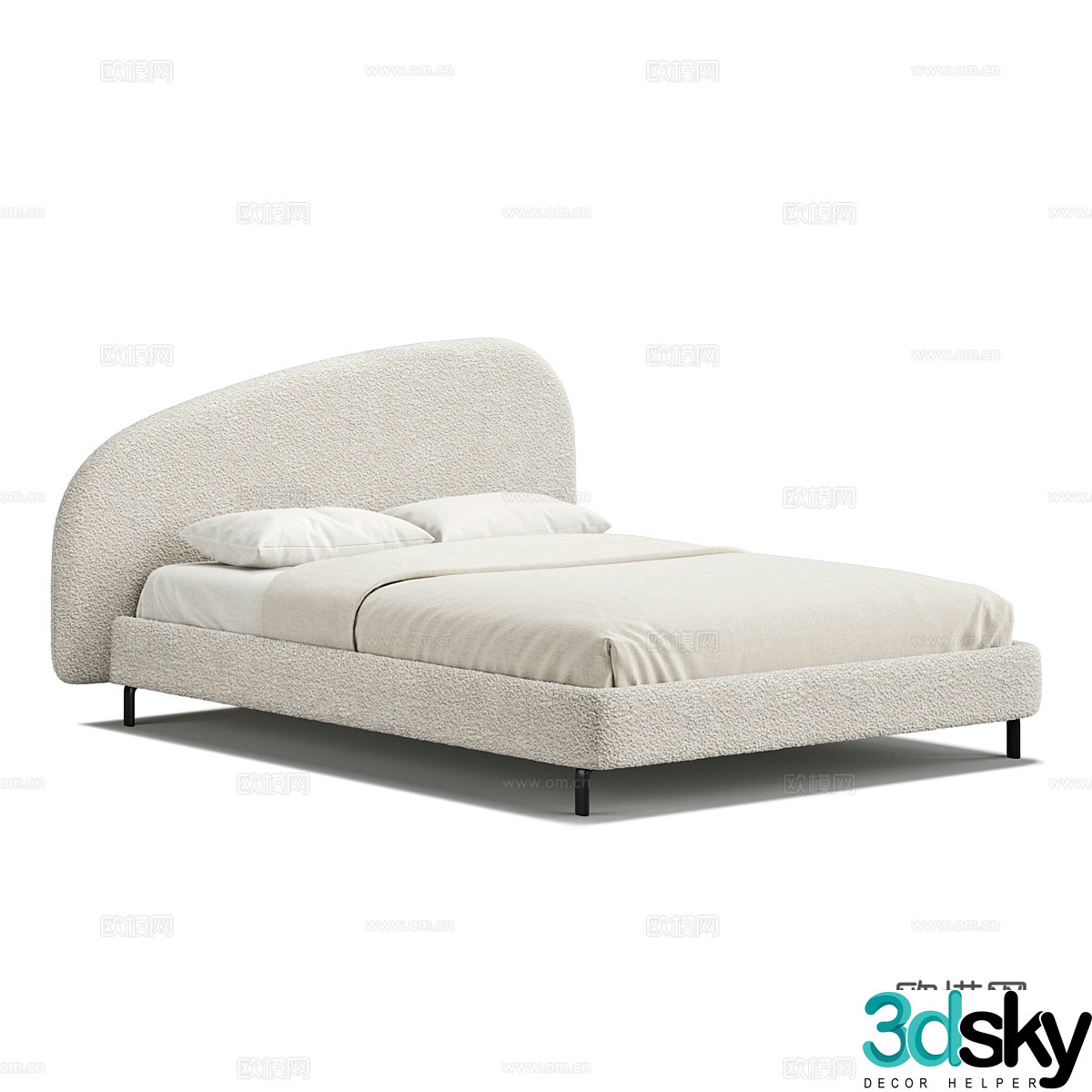 Modern simple double bed Double bed Simple bed Bedroom bed Pillow 3D model
