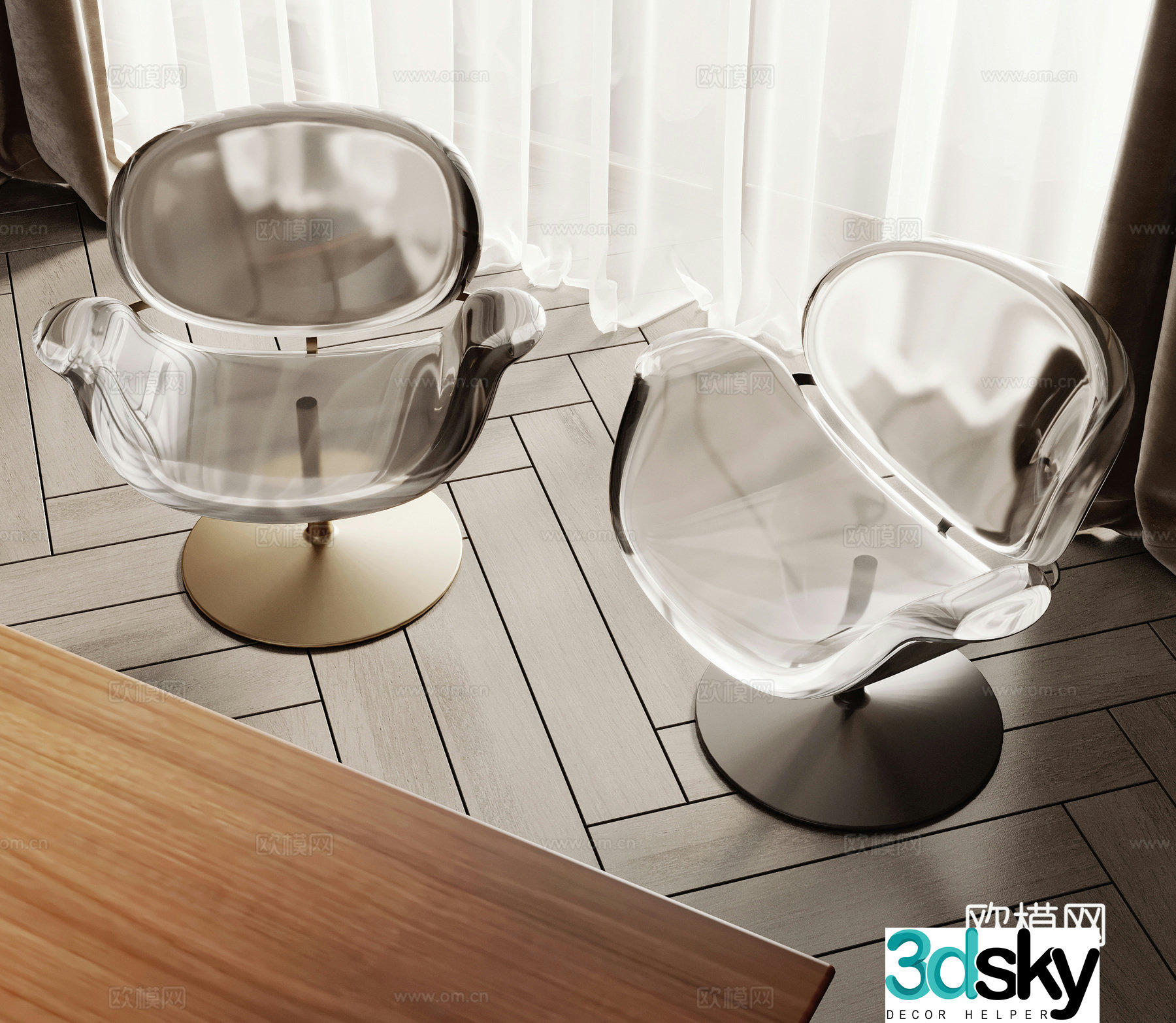 Modern acrylic single chair 3d model