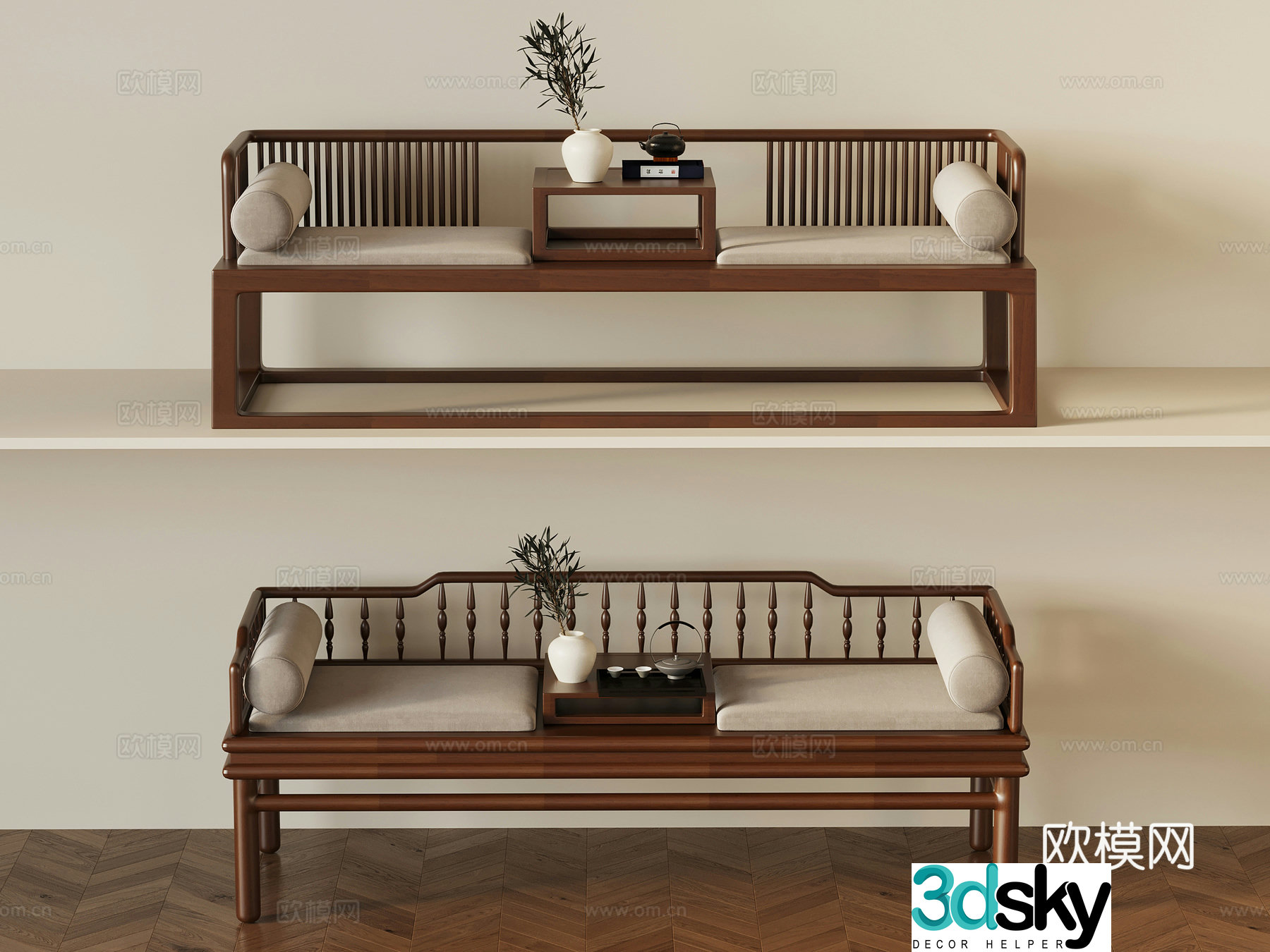 Arhat bed New Chinese Arhat bed 3D model