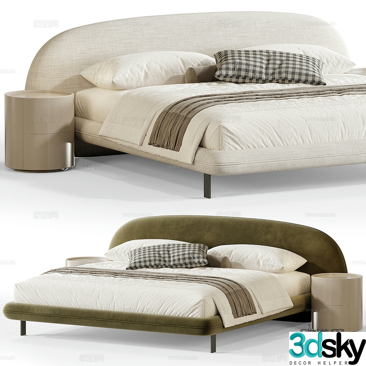 Background double bed 3d model