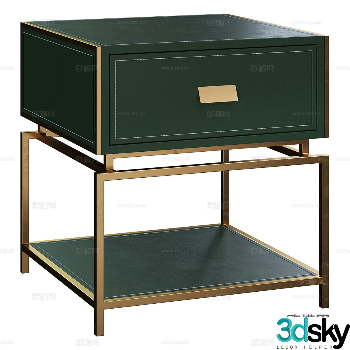 New Chinese style light luxury bedside table 3D model