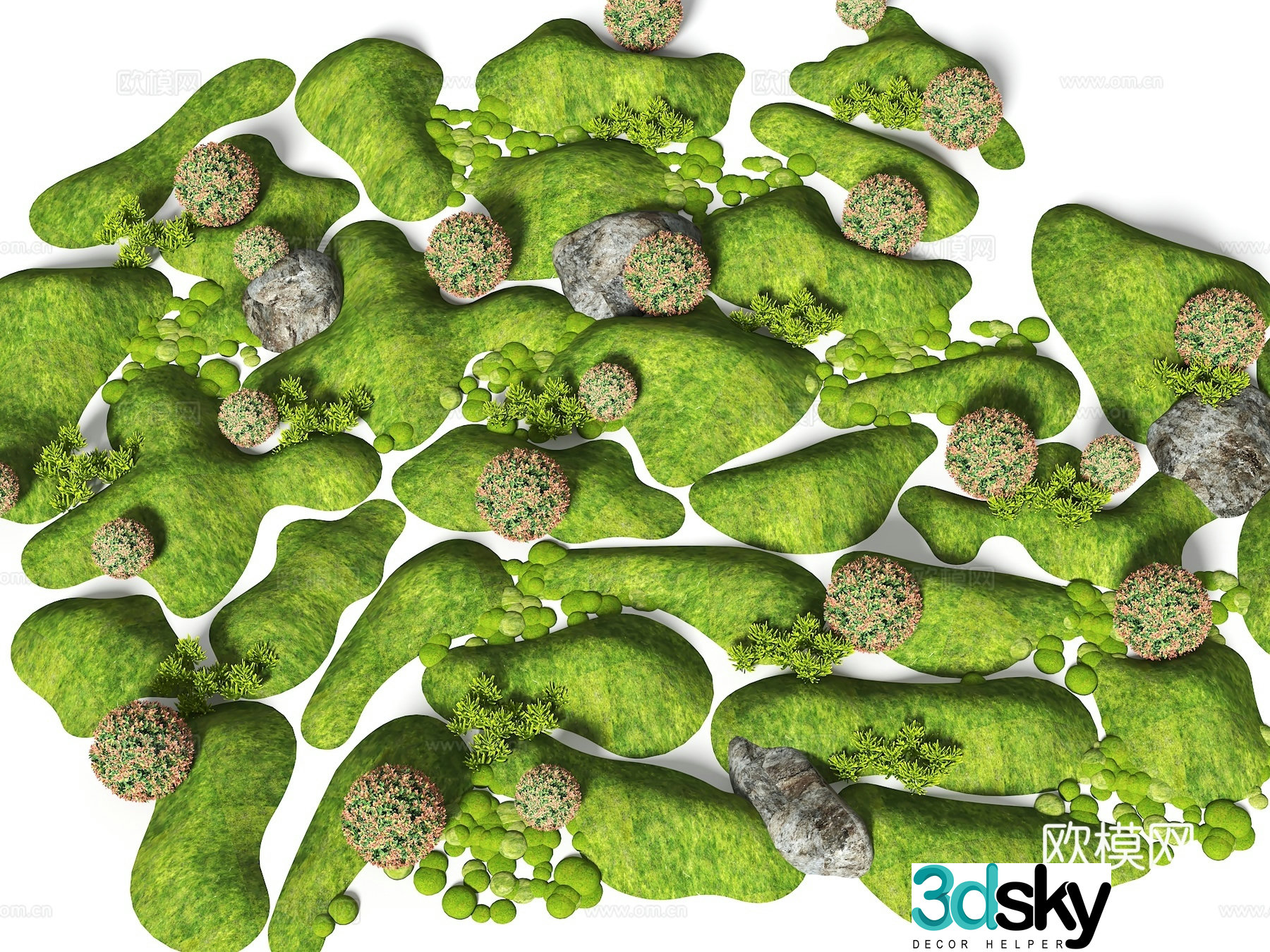 Modern courtyard micro-terrain grass slope hill bun soil slope pile mountain terrain park micro-terrain 3D model