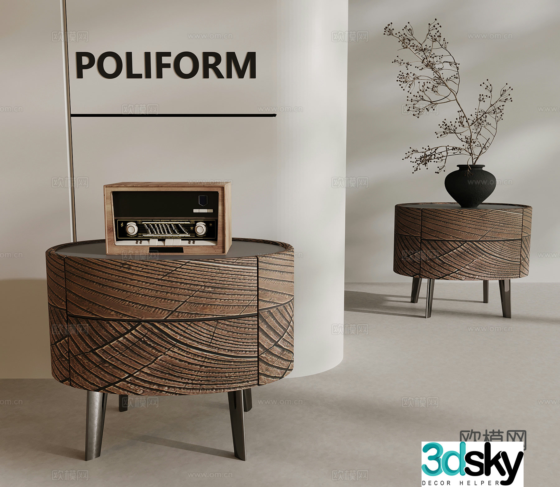 Bedside table Jijifeng bedside table decorative ornaments 3D model