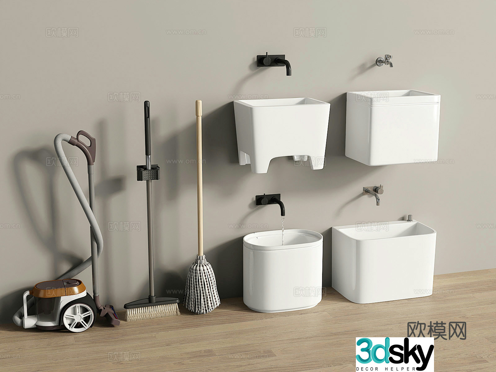 Modern mop pool mop pool mop vacuum cleaner 3d model