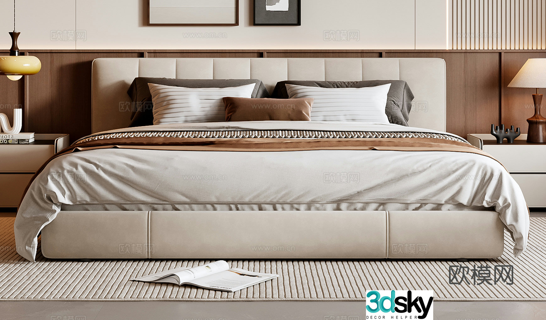 Middle-aged double bed 3D model