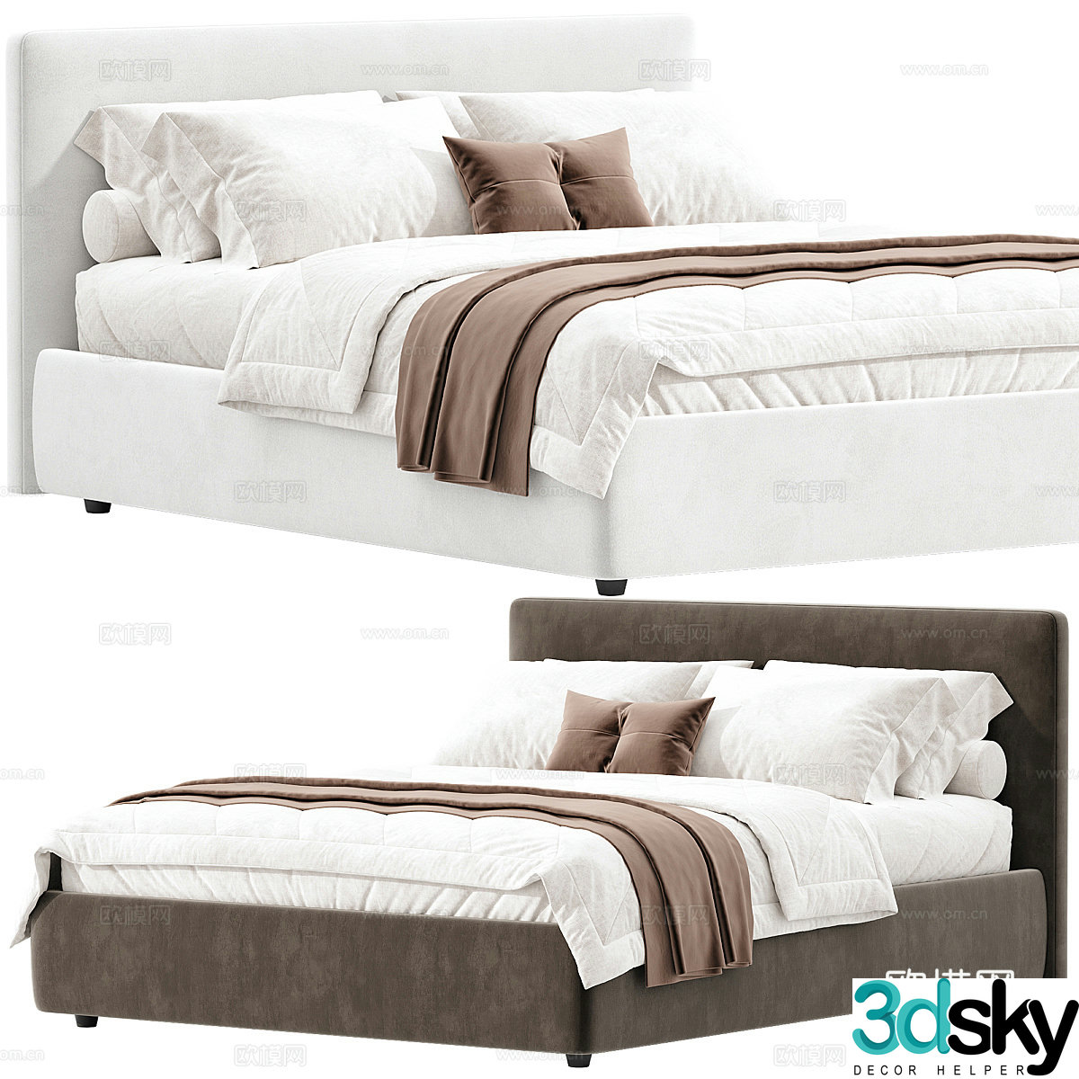 Background double bed 3d model