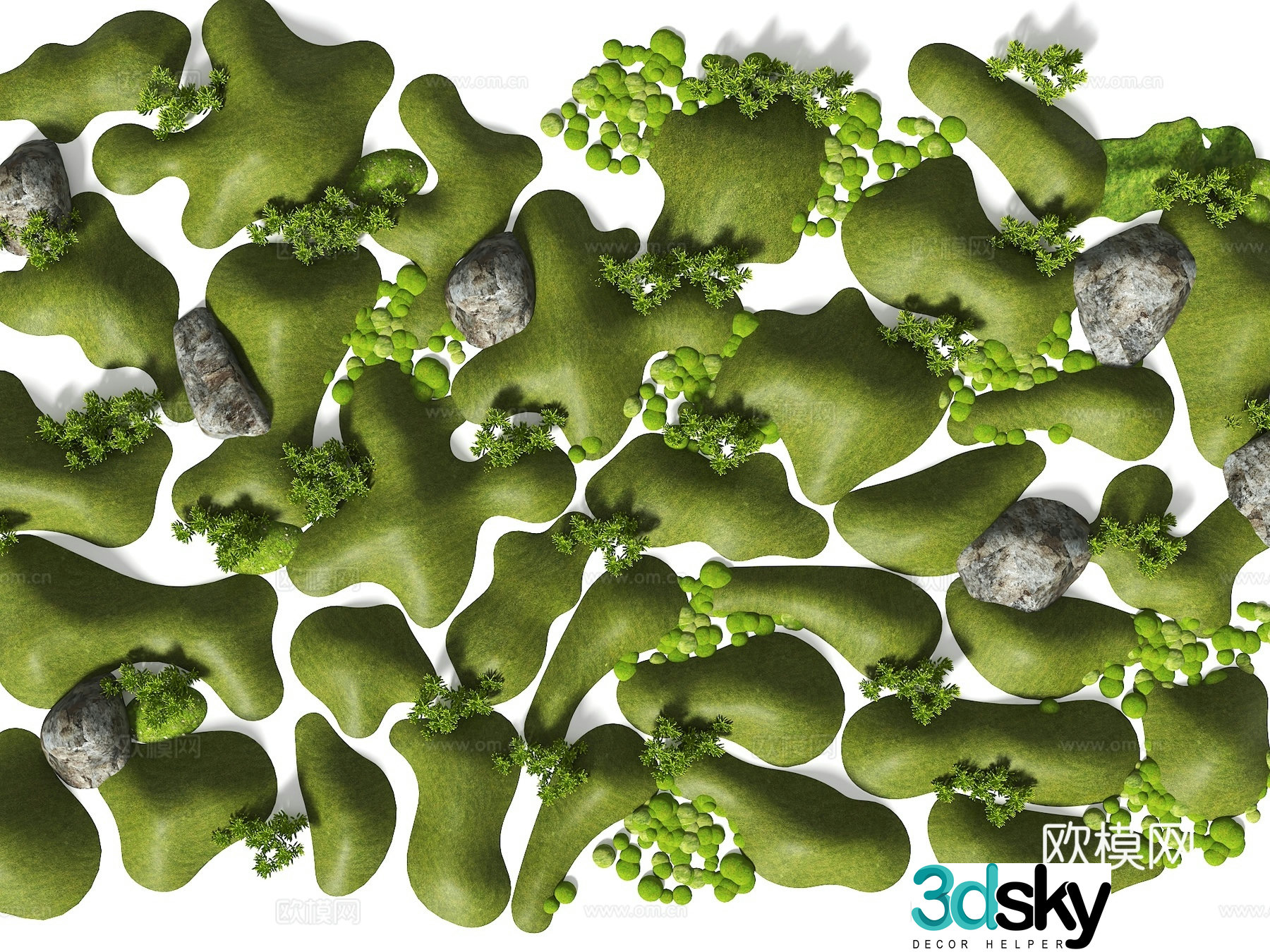 Modern courtyard micro-terrain grass slope hill bun soil slope pile mountain terrain park micro-terrain 3D model