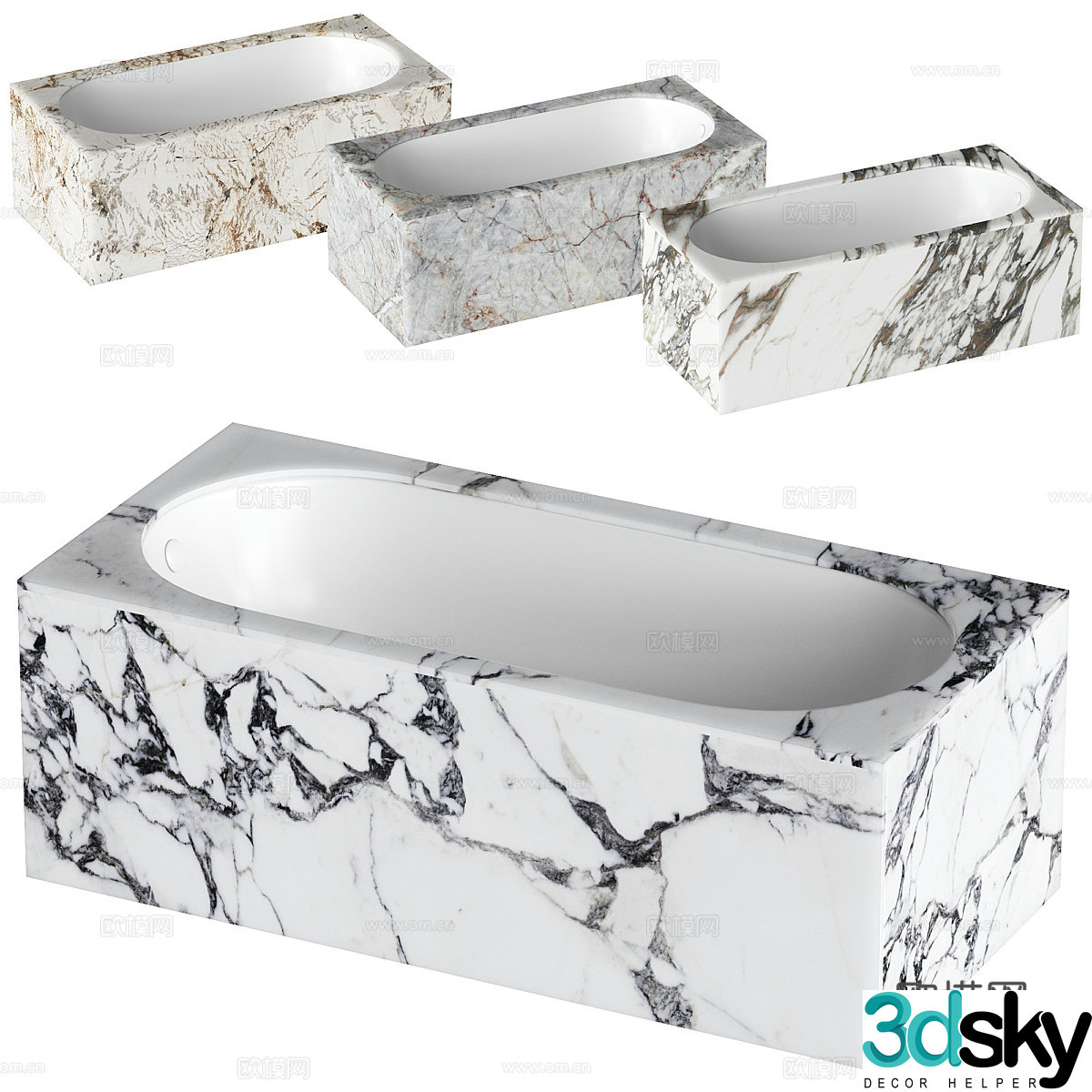Modern Italian stone bathtub 3d model