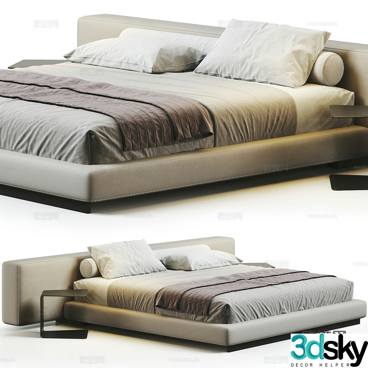 Background double bed 3d model