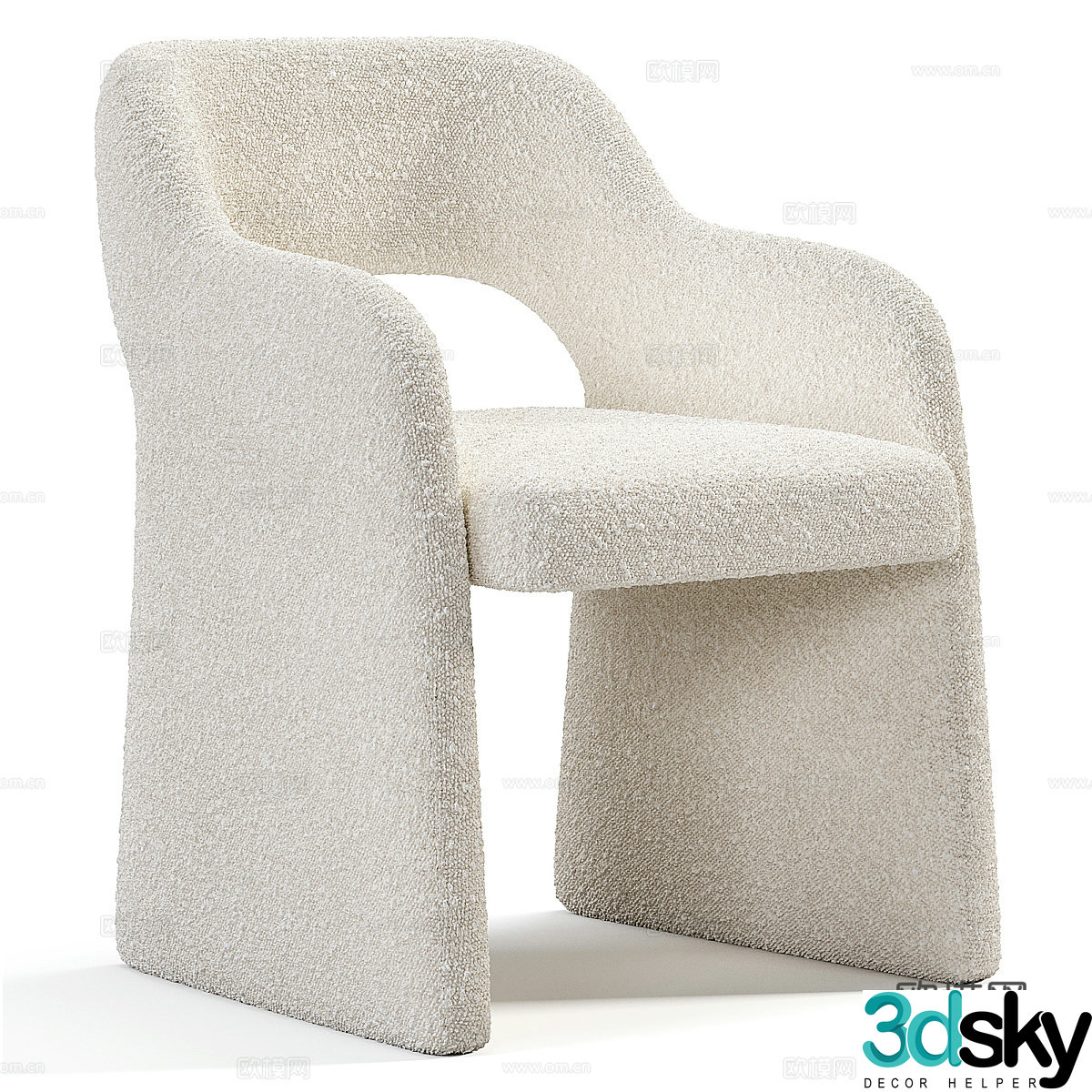 Modern Italian cream style fabric dining chair 3d model