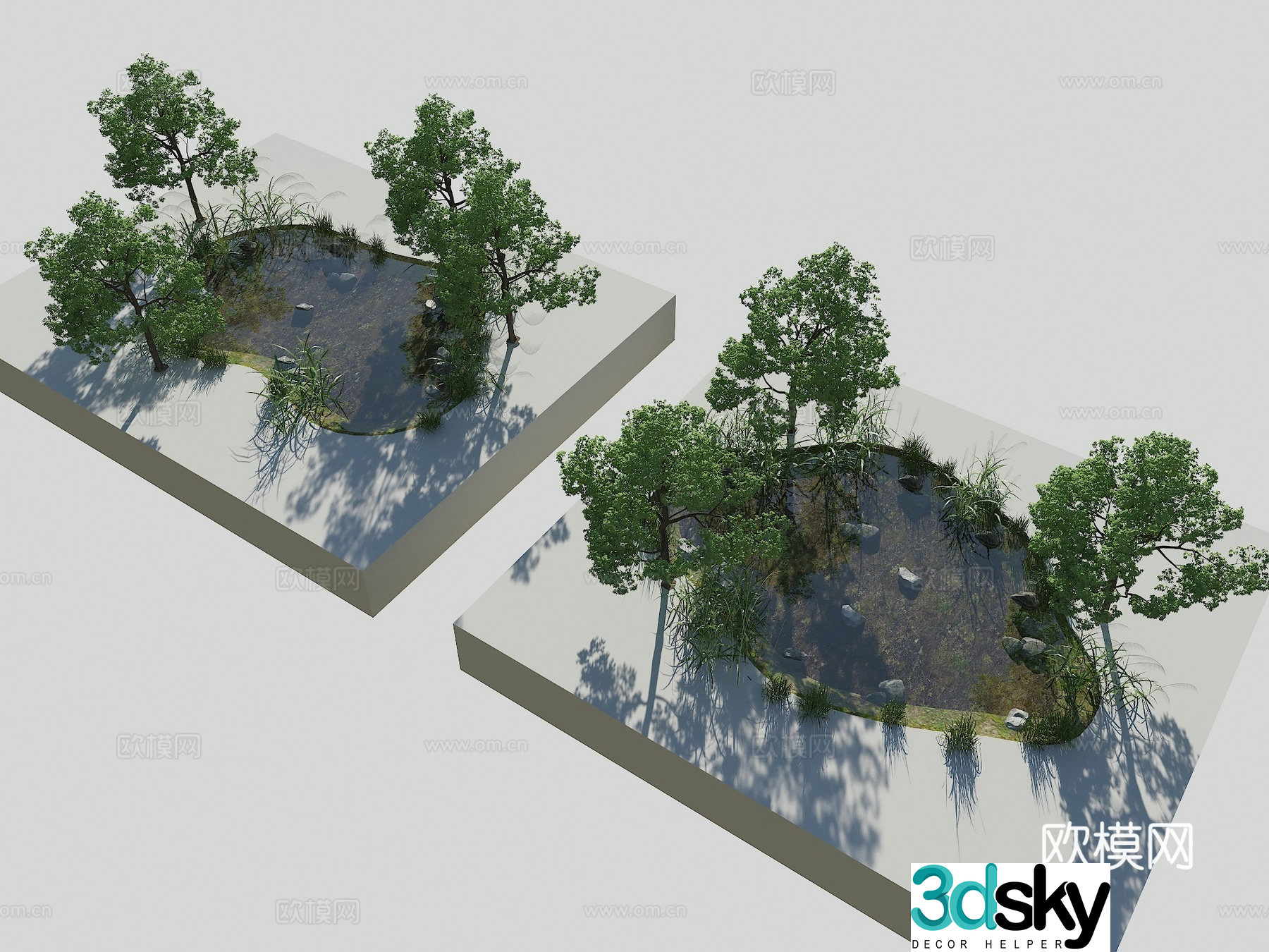 Landscape pool wild pond lotus pond Jingli pond native fish pond waterscape ecological pond 3d model