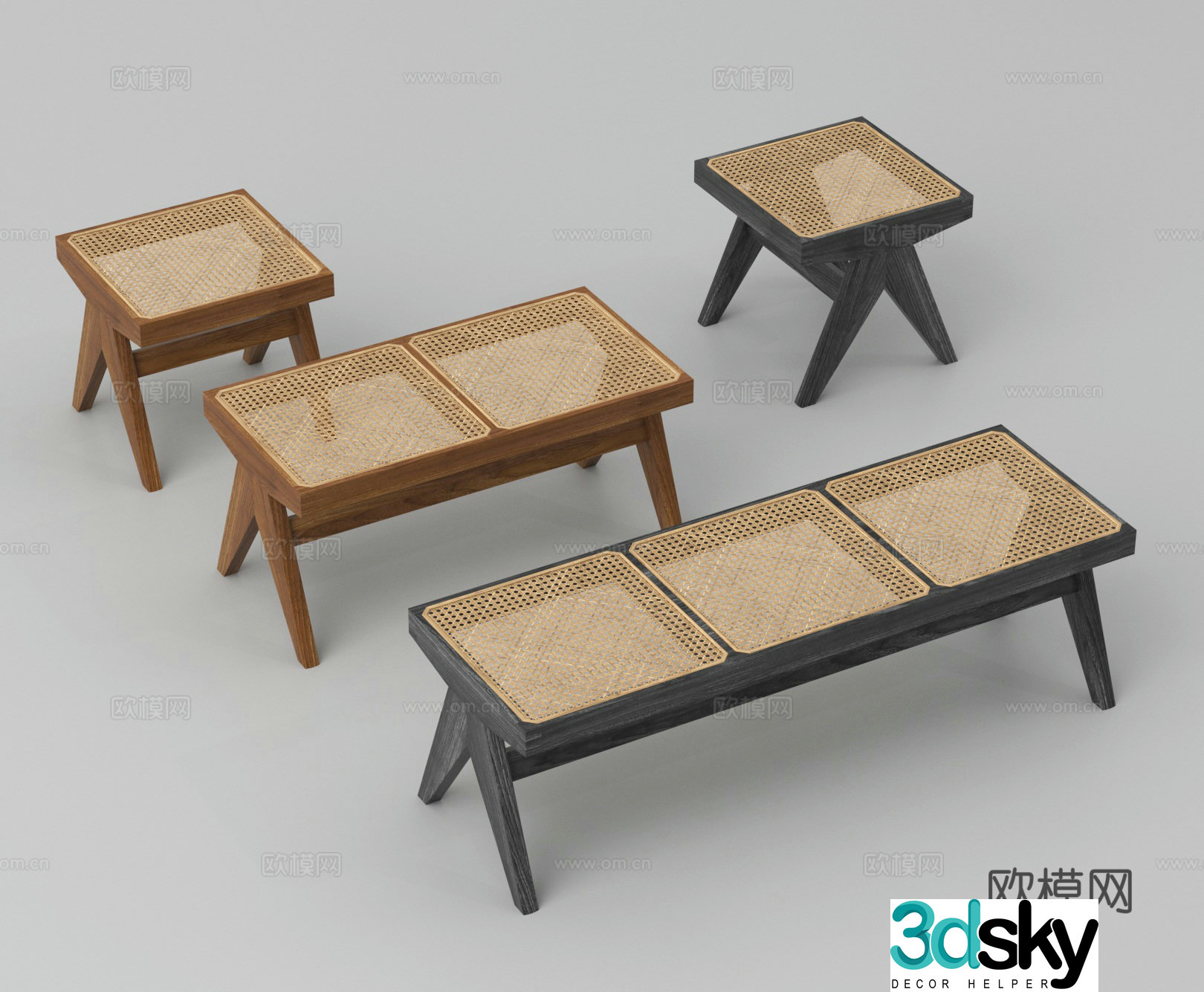 Stool long bench wooden stool shoe changing stool 3d model
