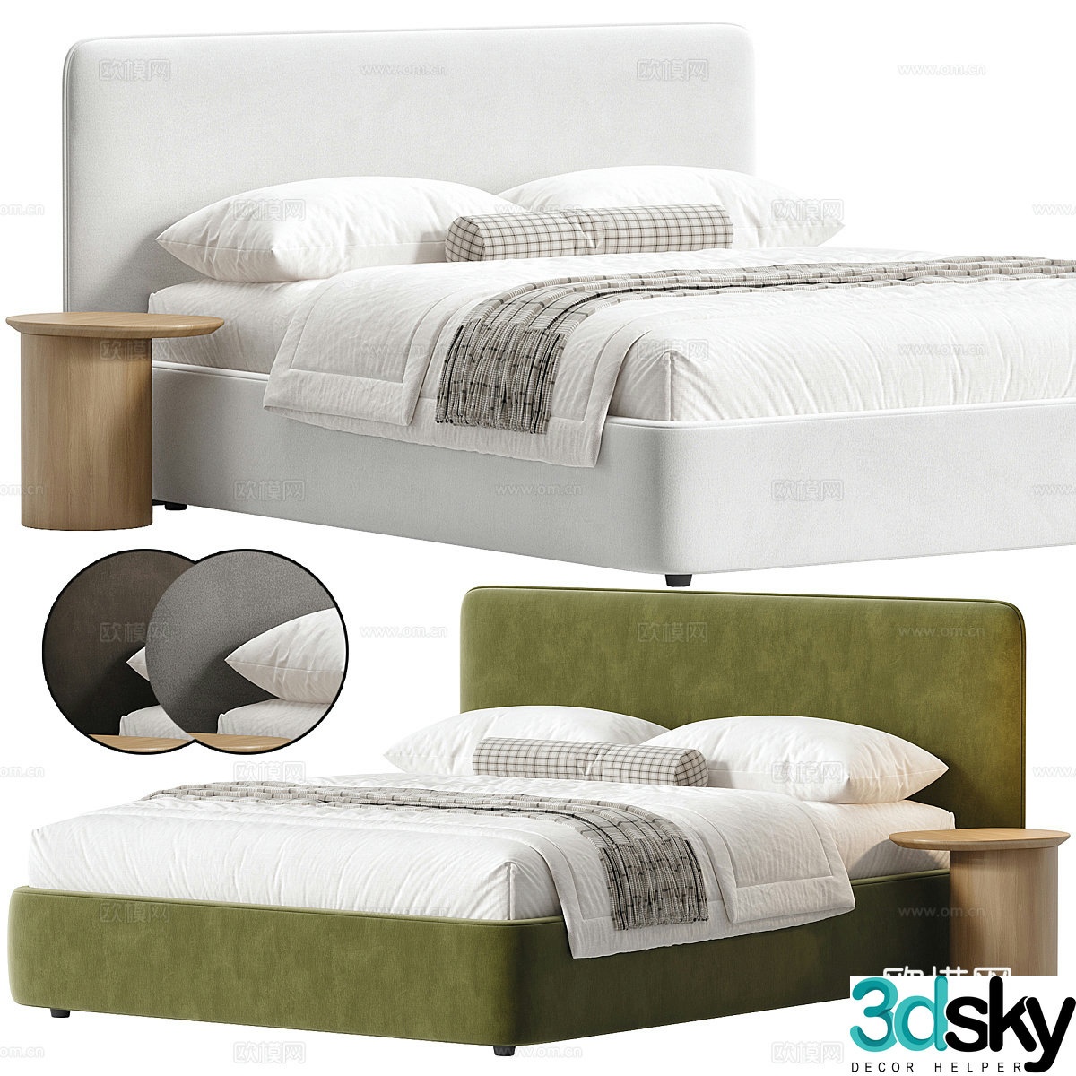Background double bed 3d model
