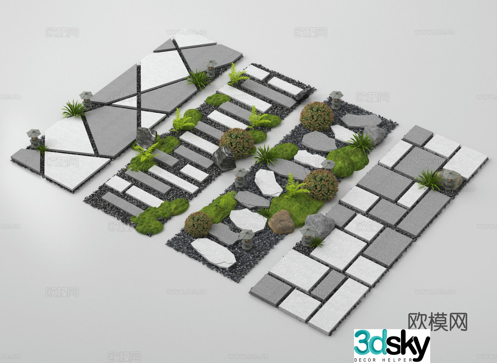 Landscape Garden Road Tingbu Park Tingbu Floor Paving 3D Model