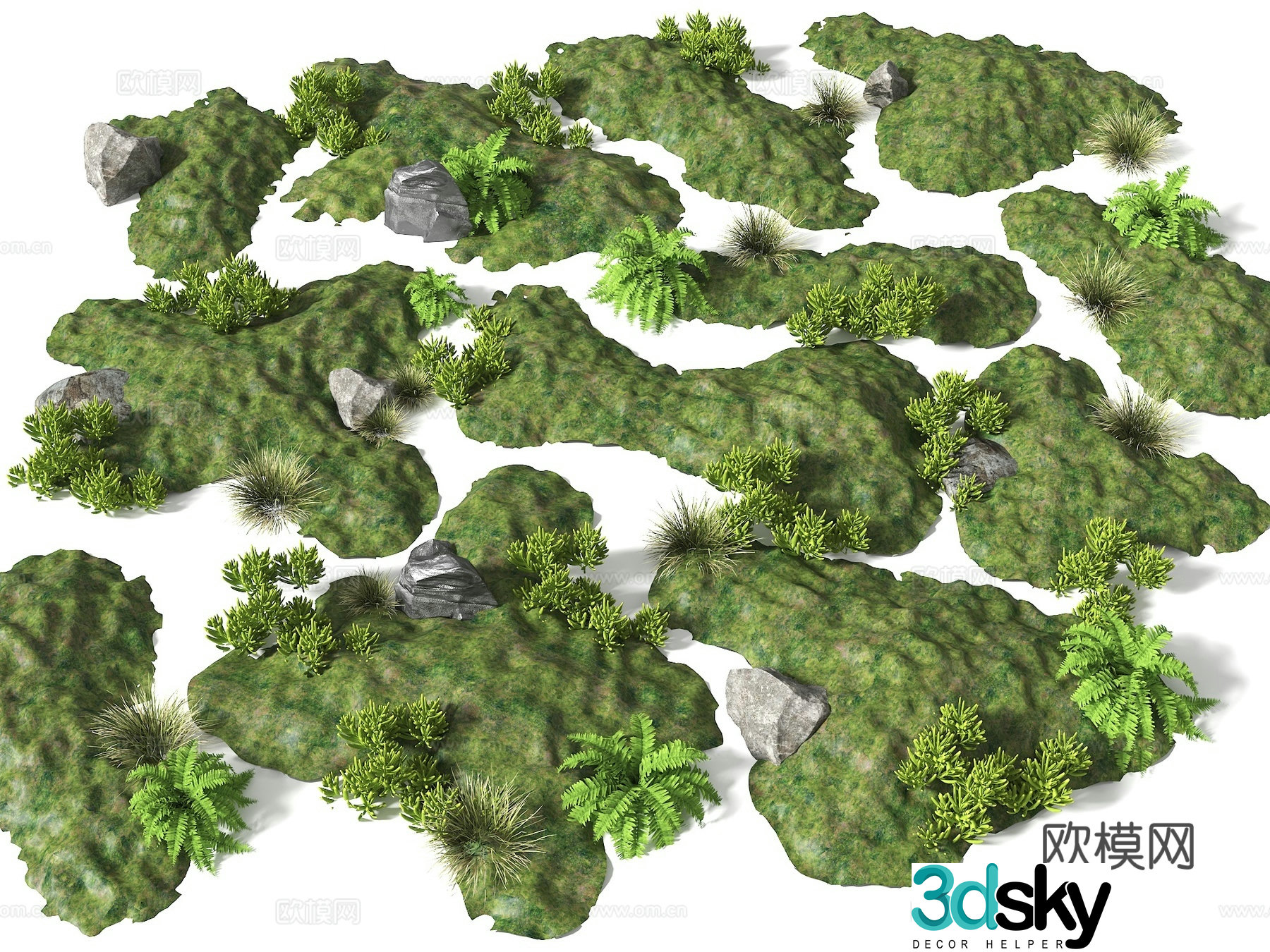 Modern courtyard micro-terrain grass slope hill bun soil slope pile mountain terrain park micro-terrain 3D model