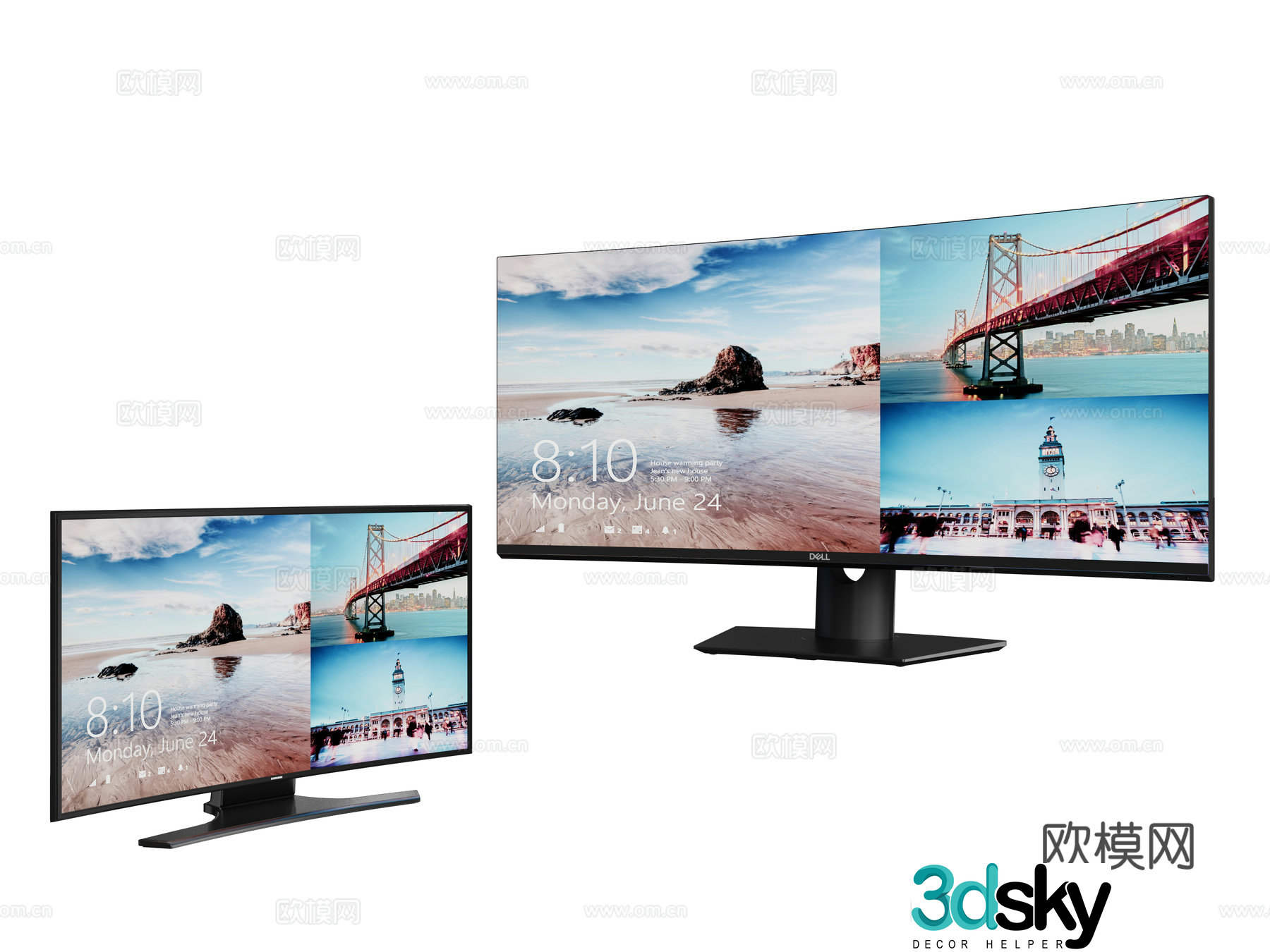 Modern computer monitor display screen 3d model