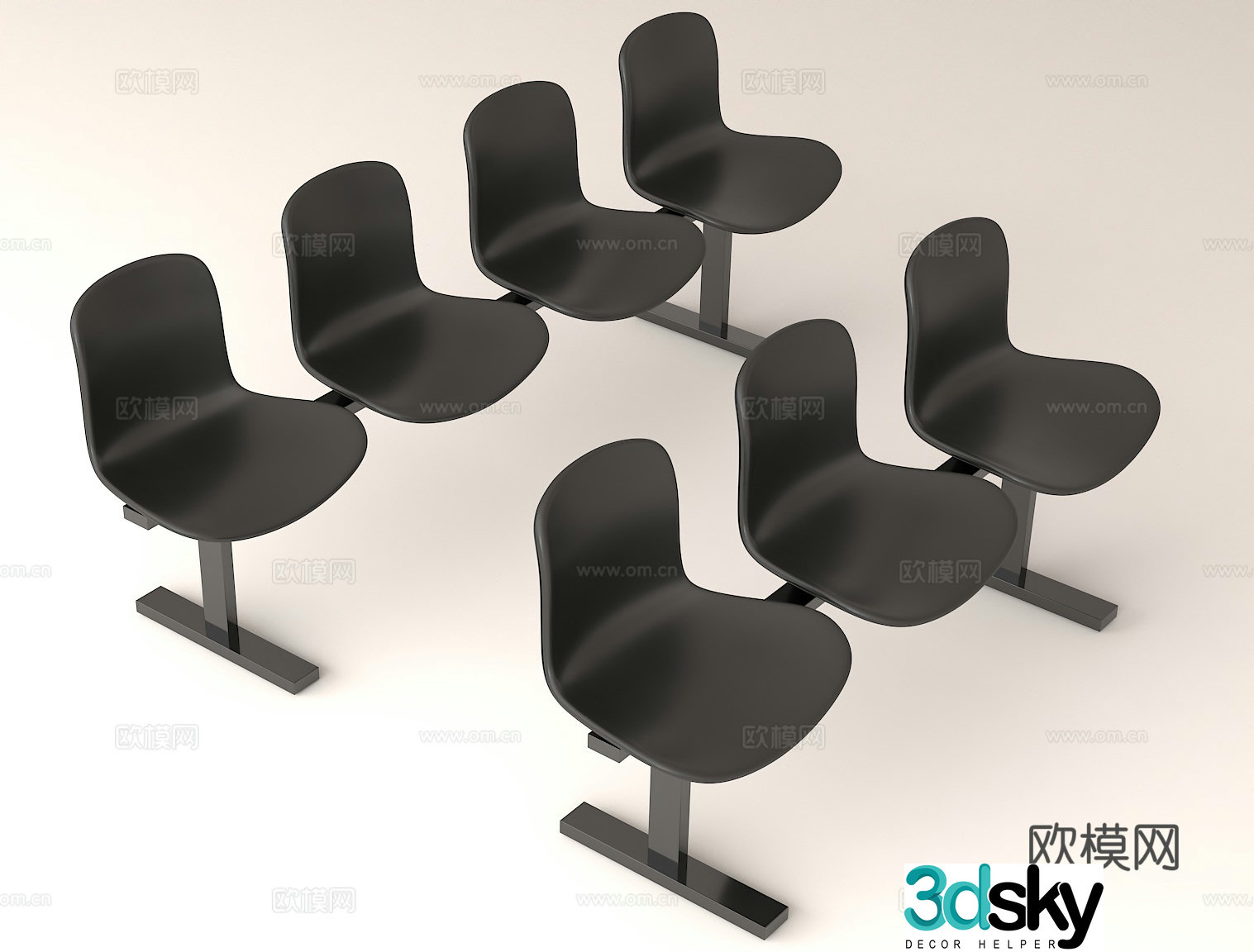Modern seat design Public seats continuous seat waiting area seat 3D model