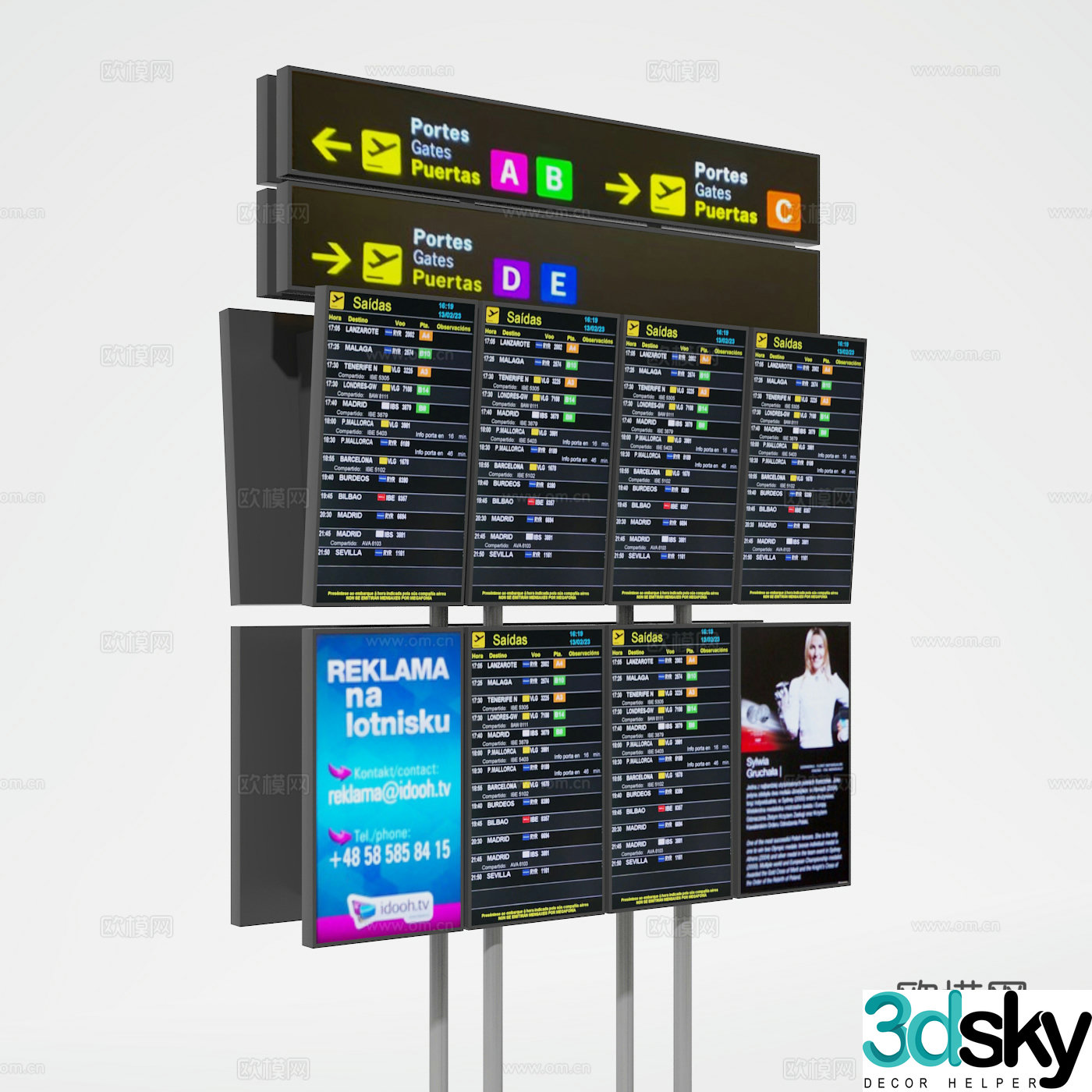 Airport flight schedule 3d model