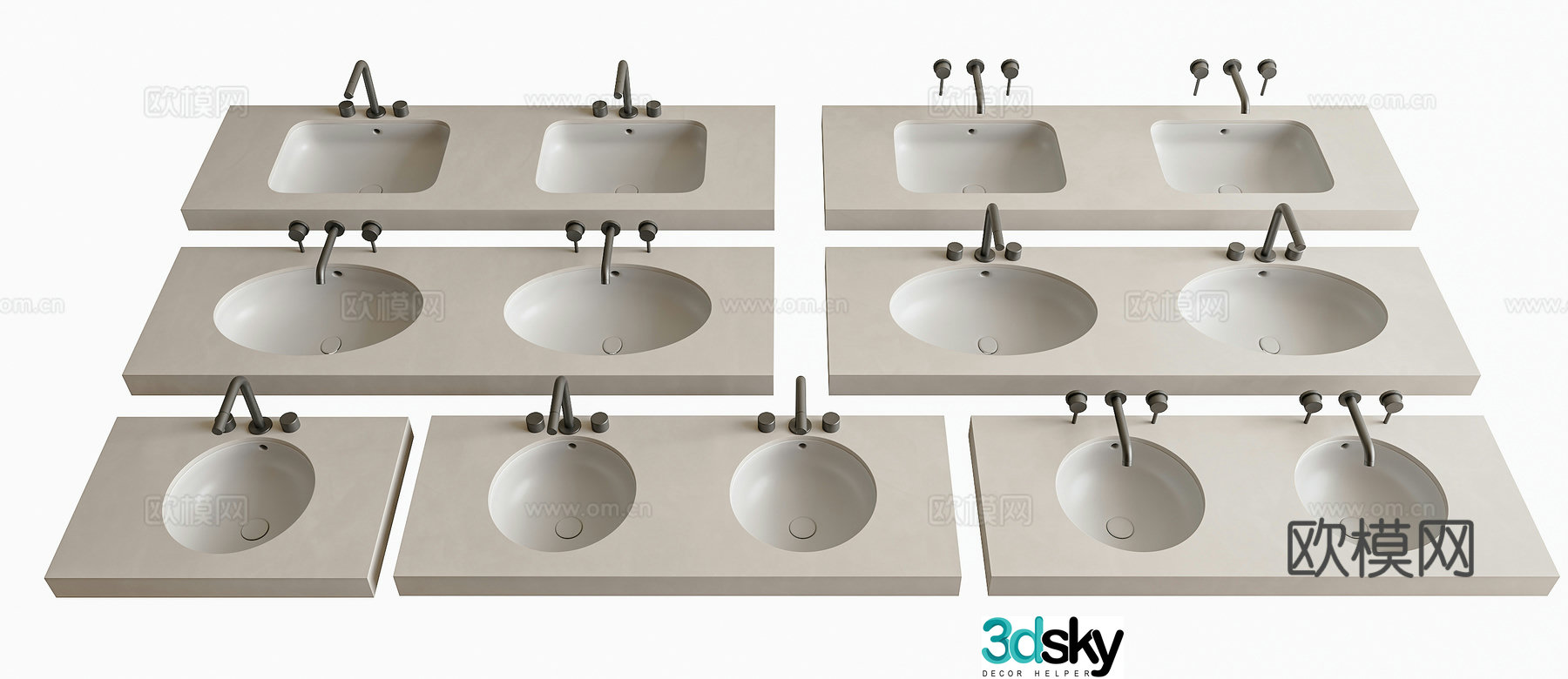 Basin under-counter basin wash basin wash basin faucet double basin 3D model