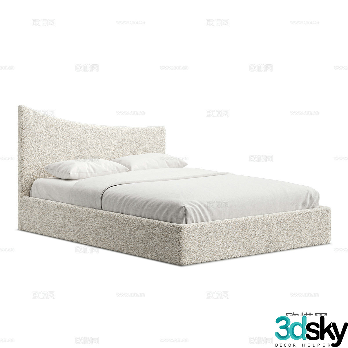 Modern simple double bed Double bed Simple bed Bedroom bed Pillow 3D model