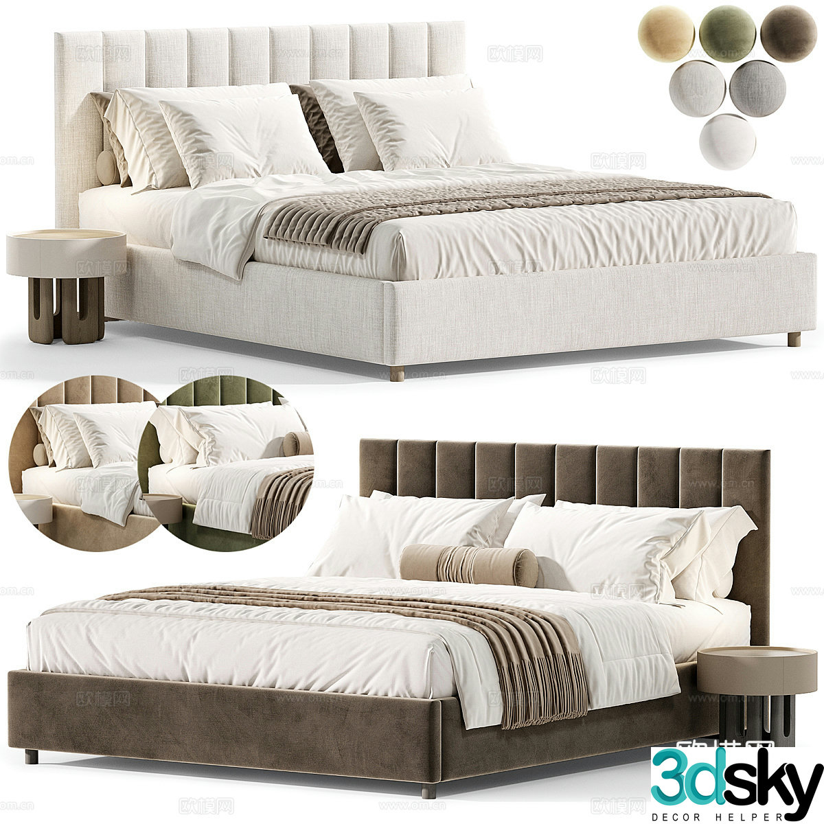 Background double bed 3d model