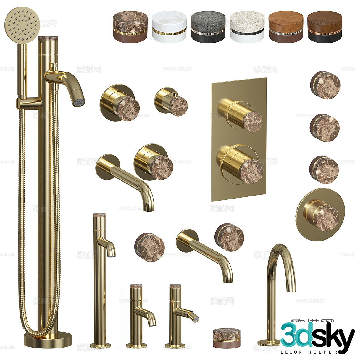Modern Italian light luxury Stella faucet set 3d model