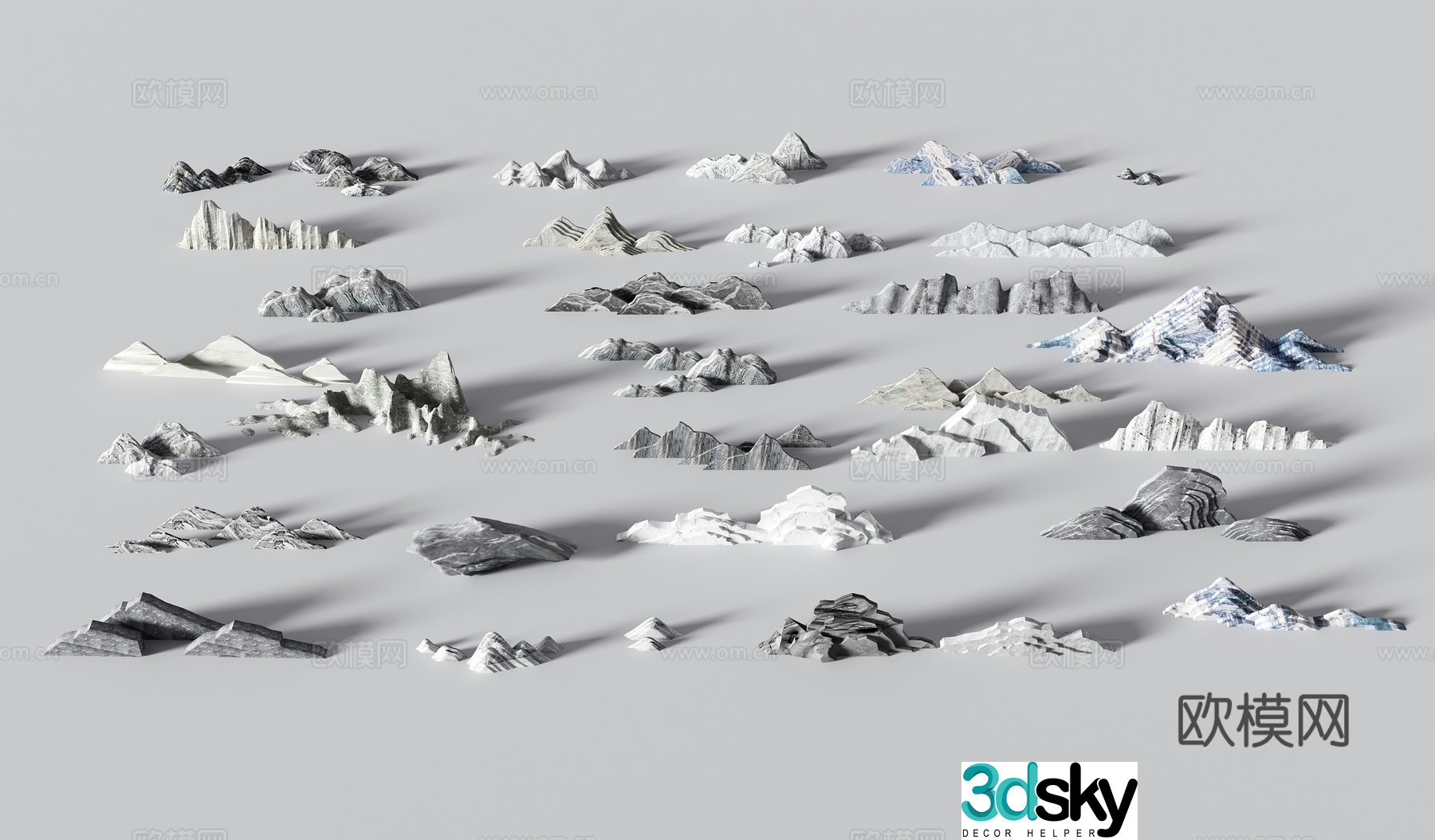 New Chinese rockery snow wave stone mountain shape stone landscape stone stone flake mountain shape 3D model