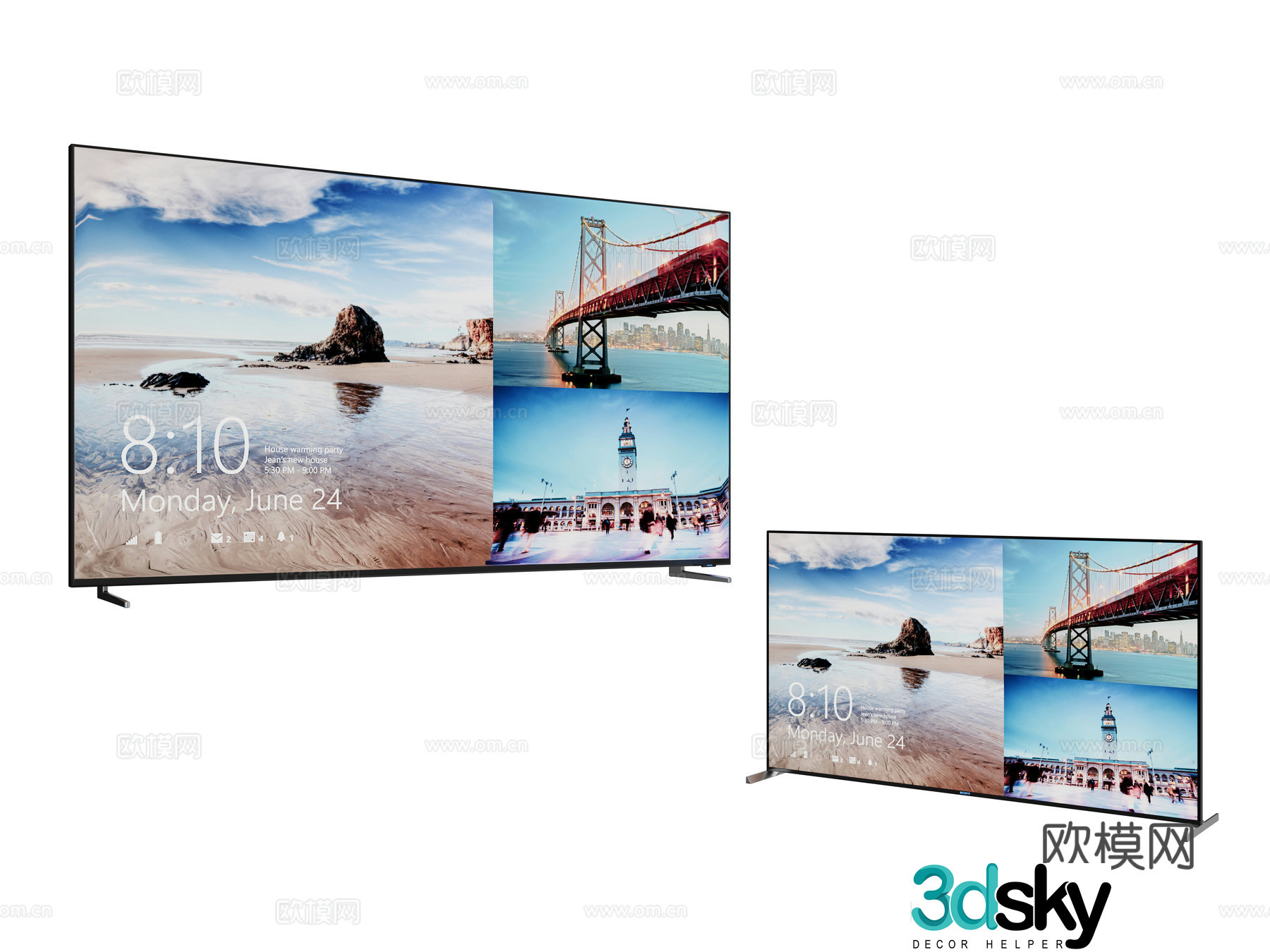 Modern LCD TV Monitor 3D Model