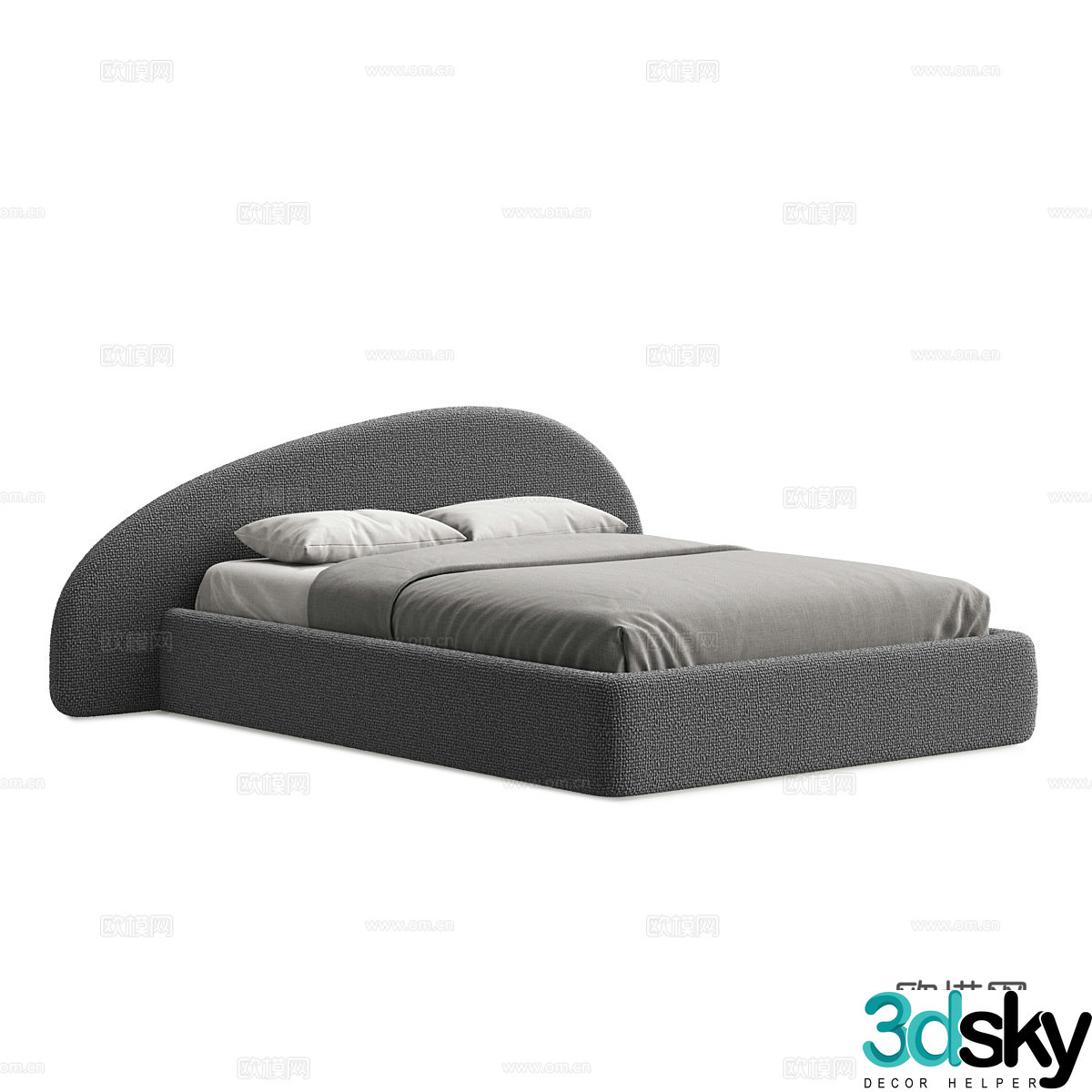 Modern simple double bed Double bed Simple bed Bedroom bed Pillow 3D model