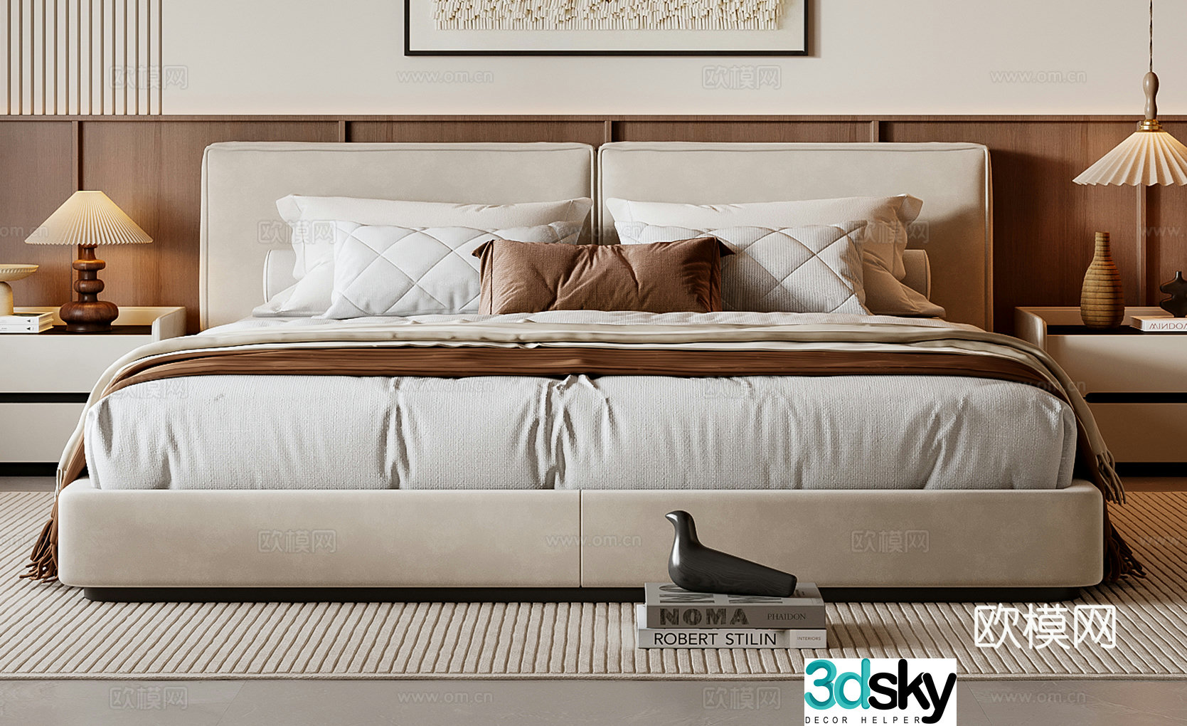 Middle-aged double bed 3D model