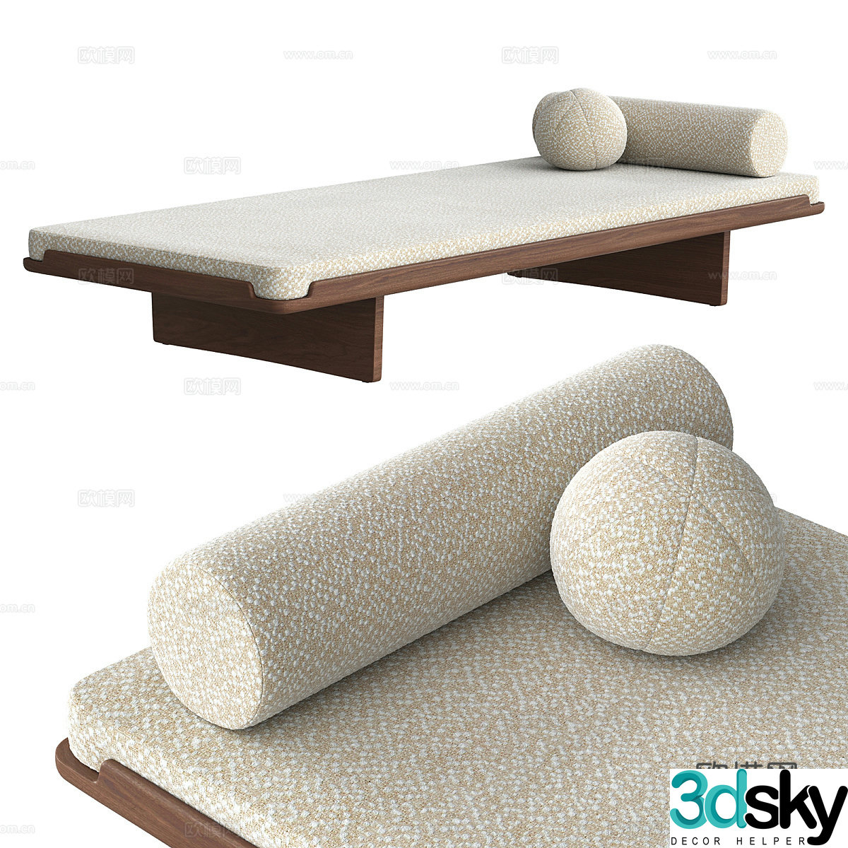 New Chinese style fabric sofa bed 3D model