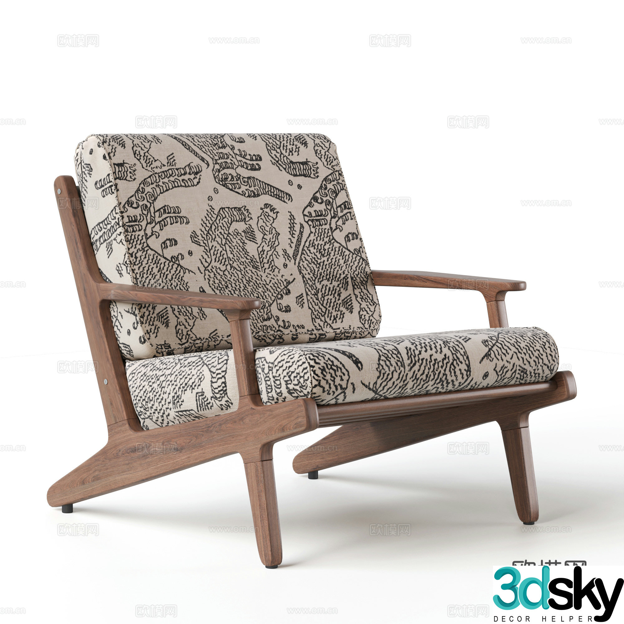 French medieval leisure chair sofa chair single chair single sofa armchair fabric leisure chair 3D model