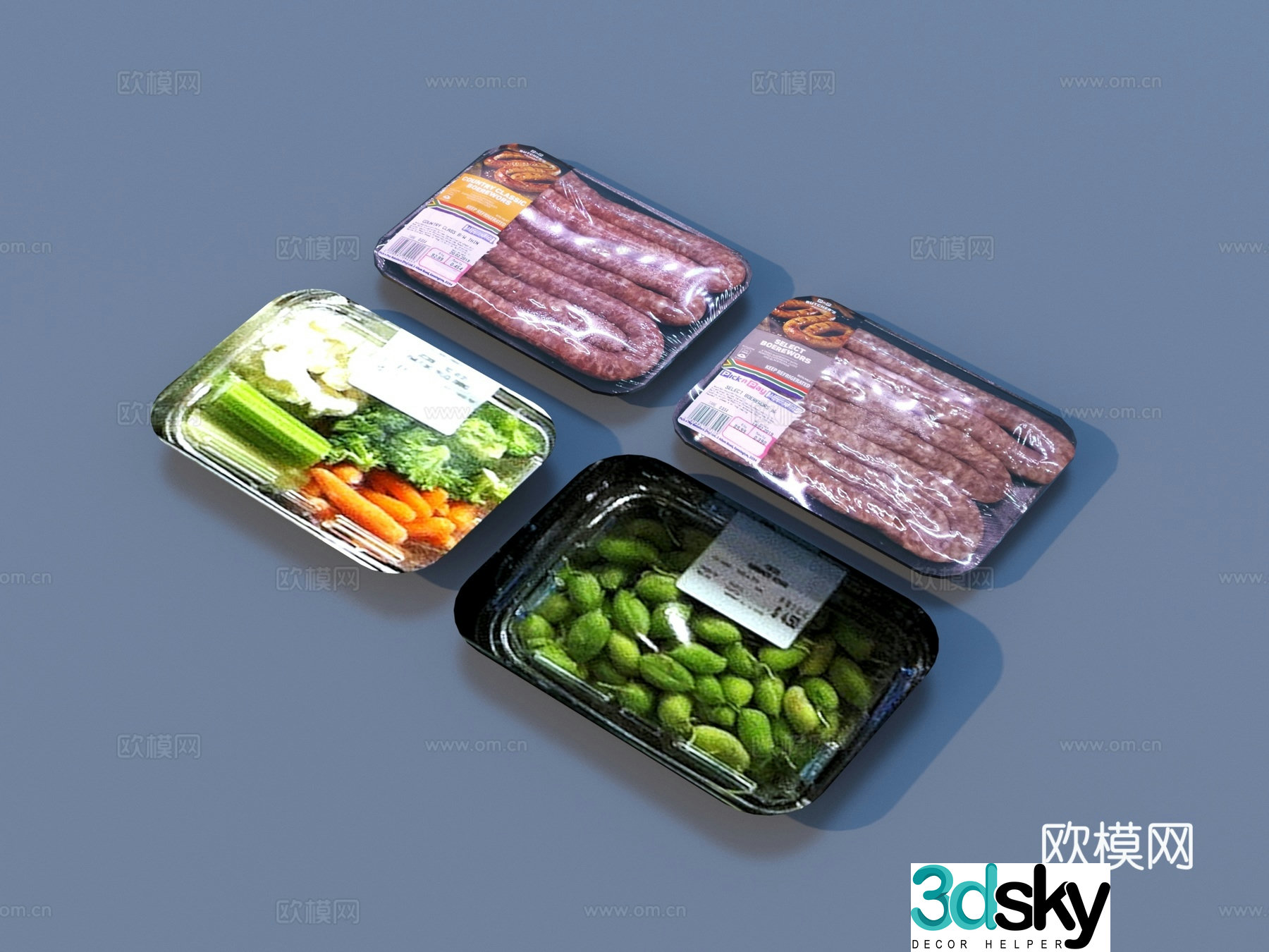Meat fresh meat vegetables food 3d model