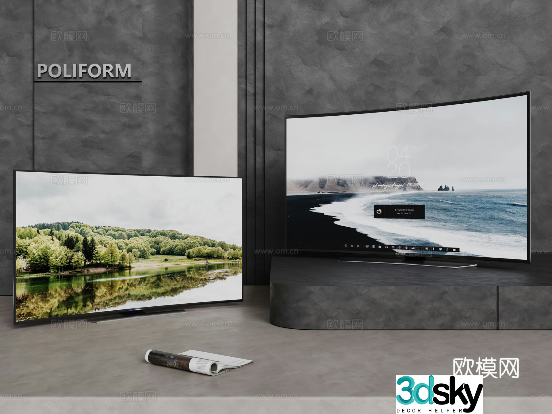 Modern LCD TV Stand TV Mobile TV Wall-mounted TV Floor-standing TV 3D Model
