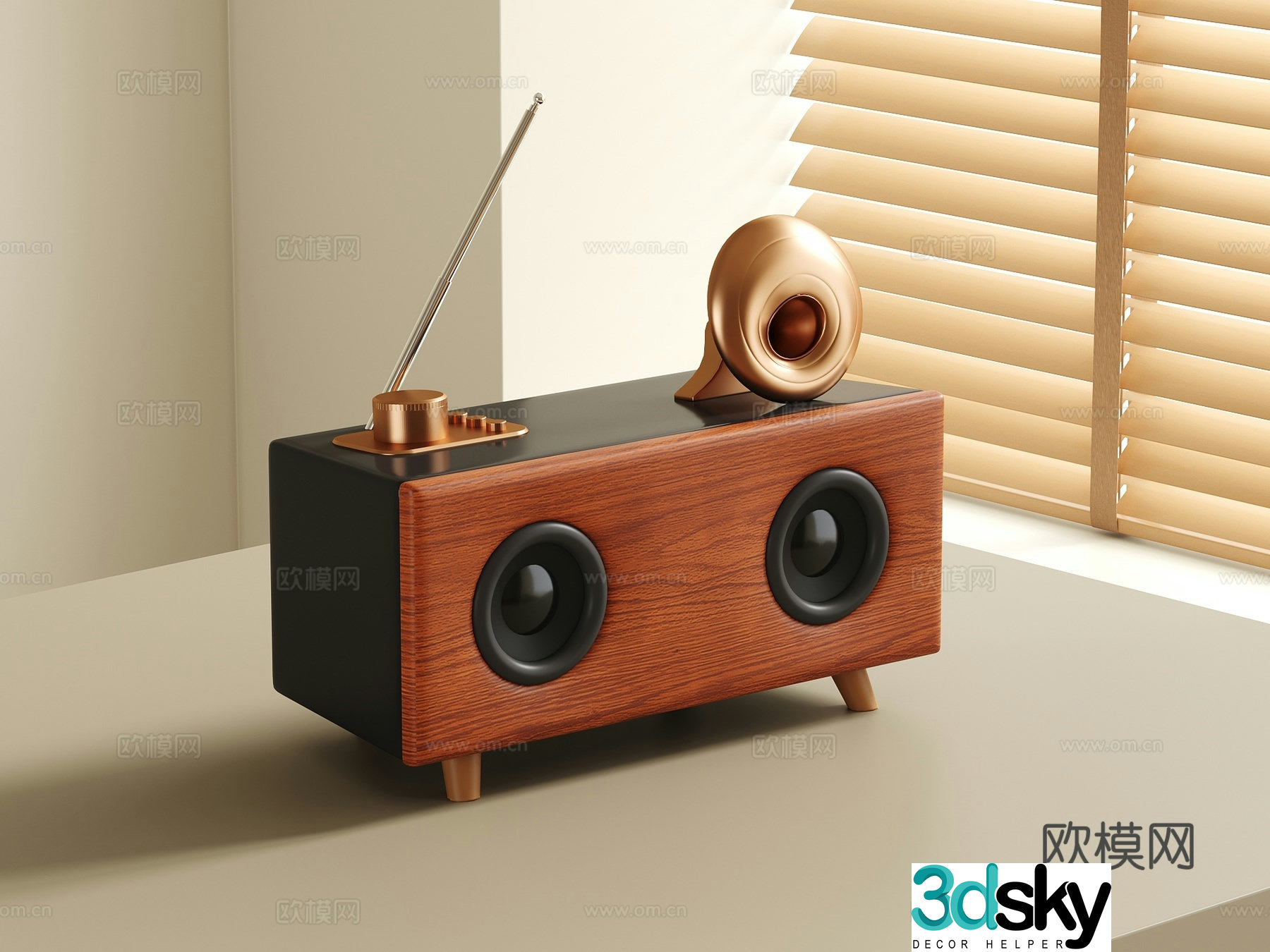 Wireless Bluetooth car retro small audio 3D model