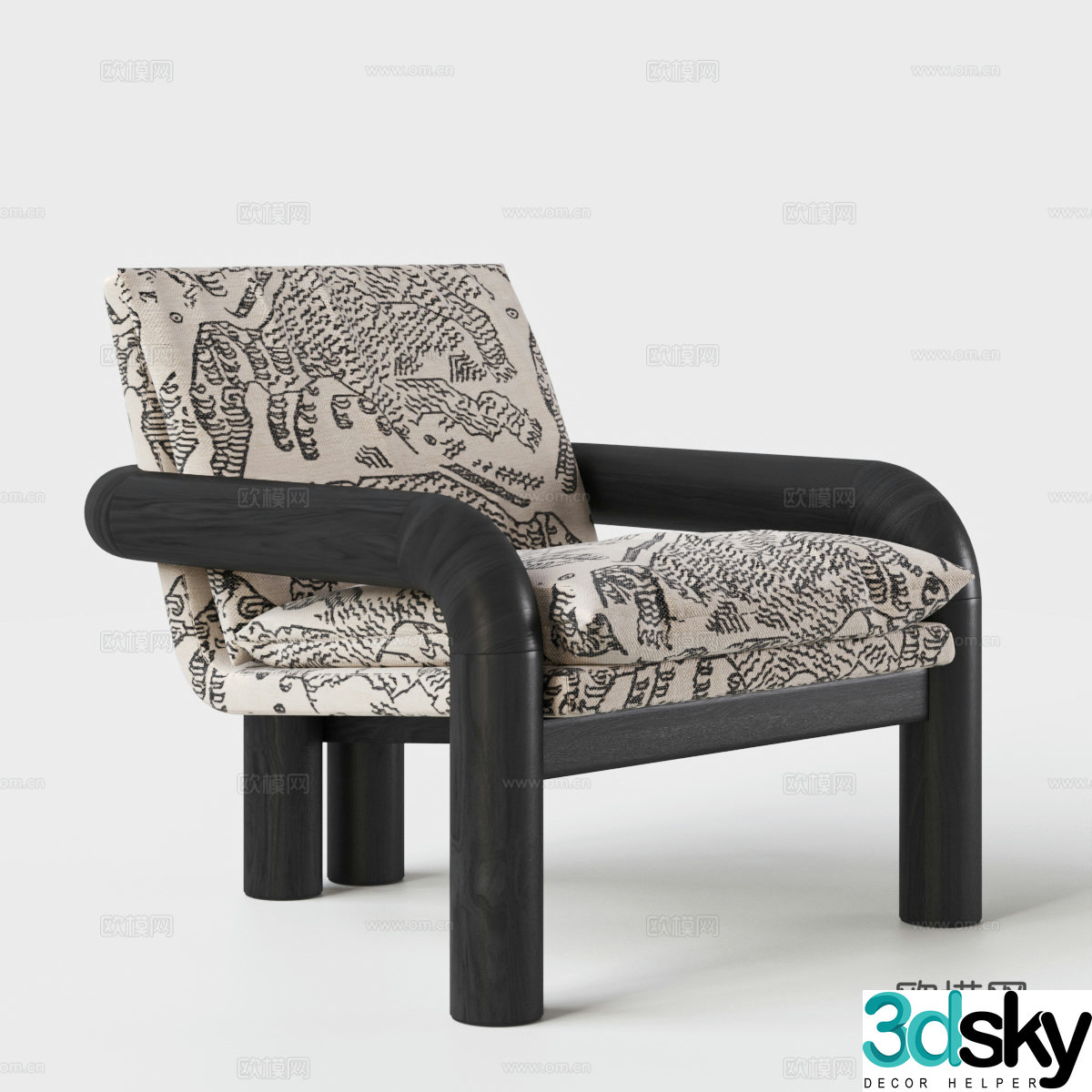 French medieval leisure chair sofa chair armchair single chair 3d model