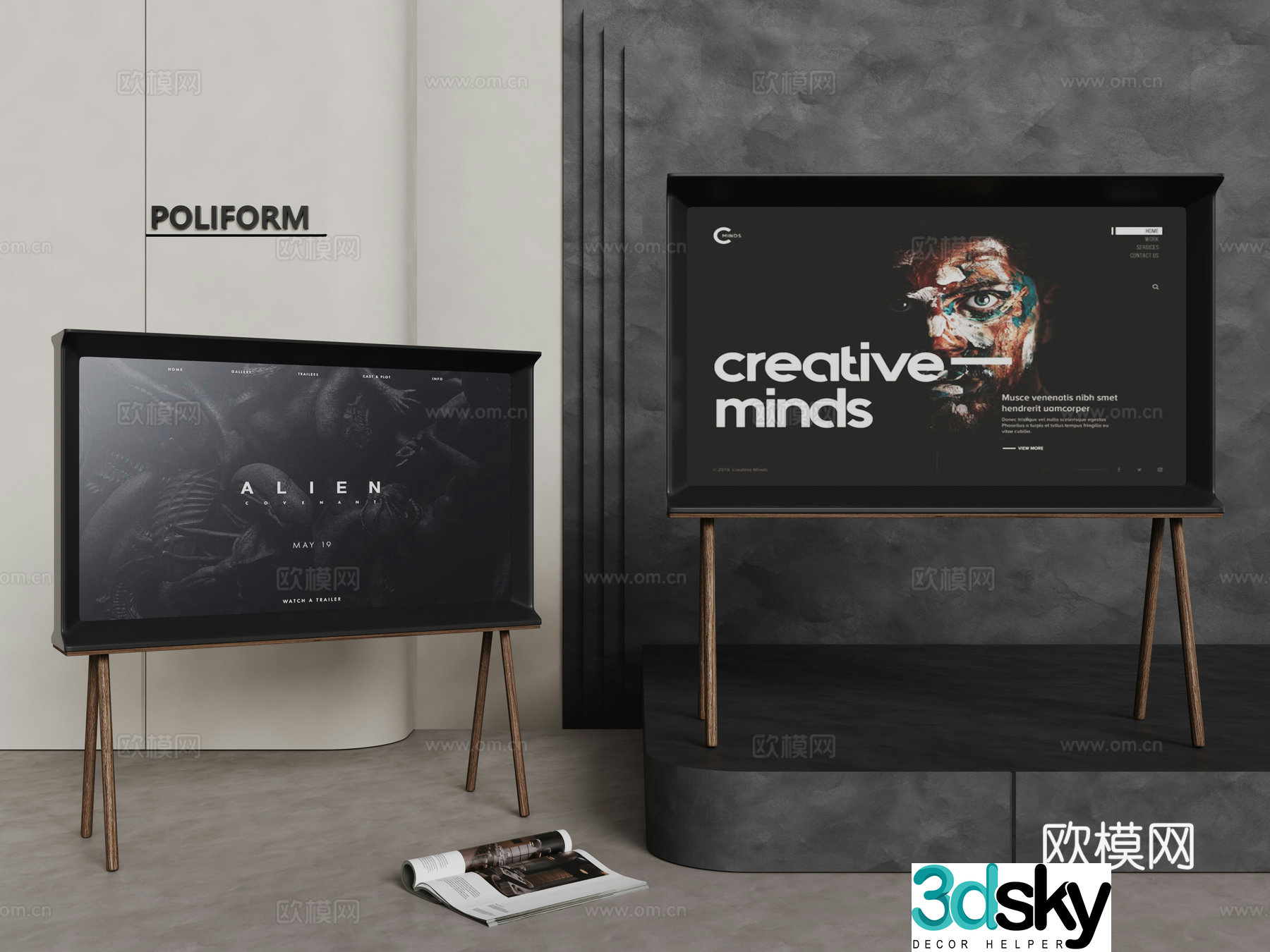 Modern LCD TV Stand TV Mobile TV Wall-mounted TV Floor-standing TV 3D Model