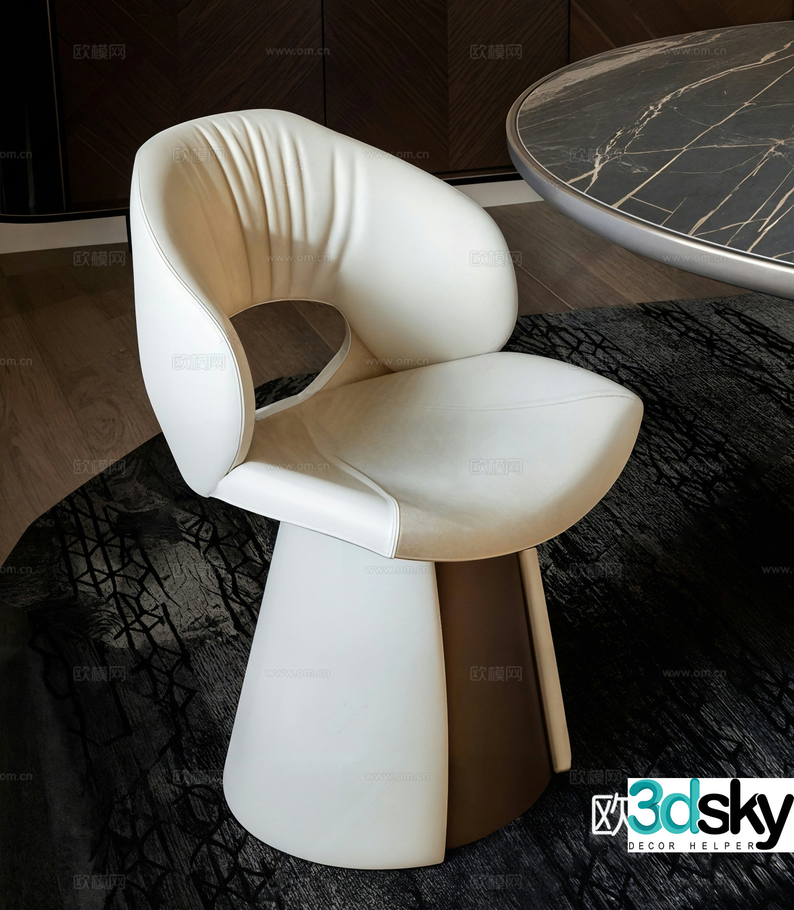 Italian dining chair Light luxury dining chair Backrest chair Leather chair Soft bag chair 3D model