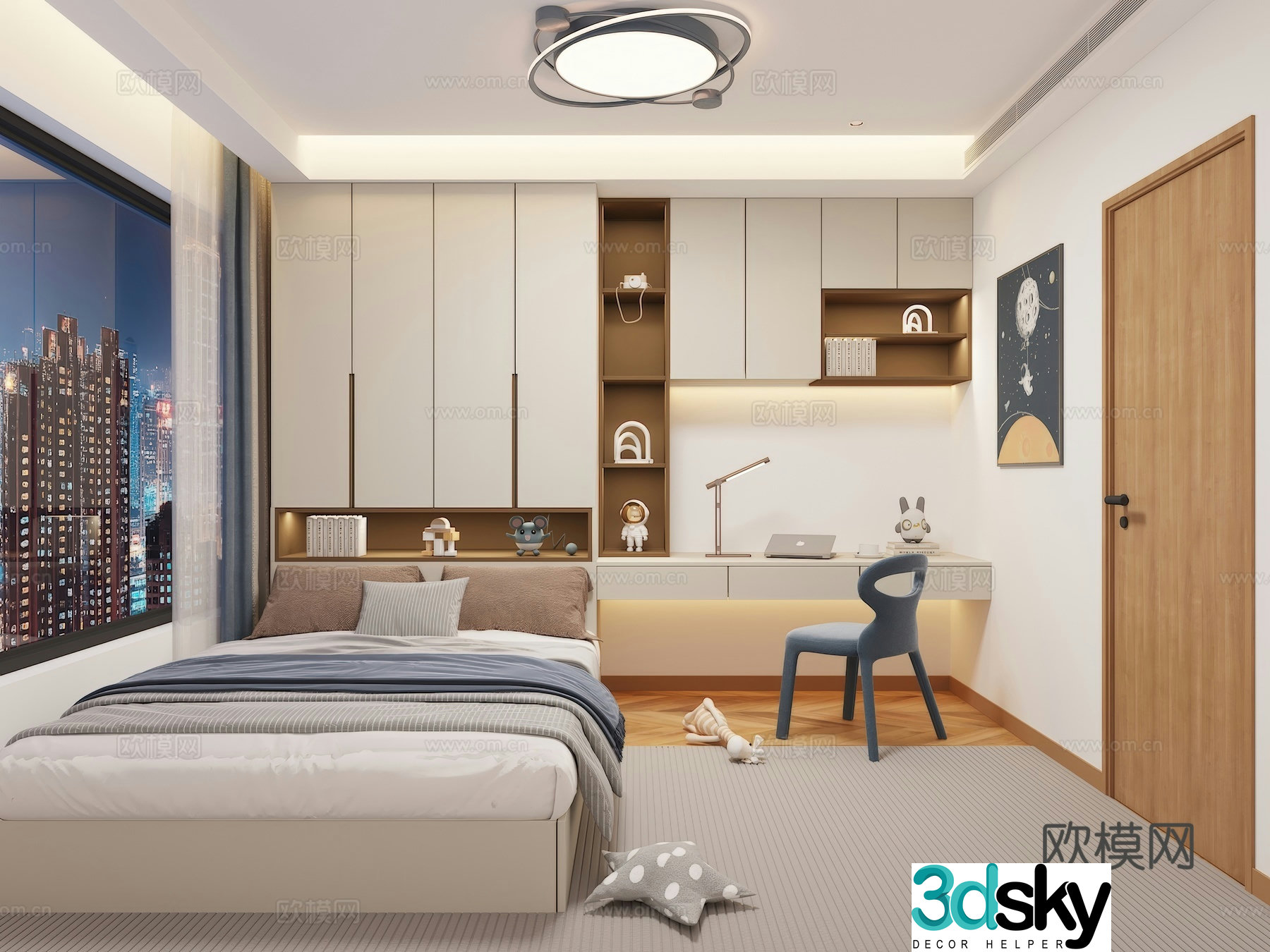 Modern style tatami bed children’s room 3d model