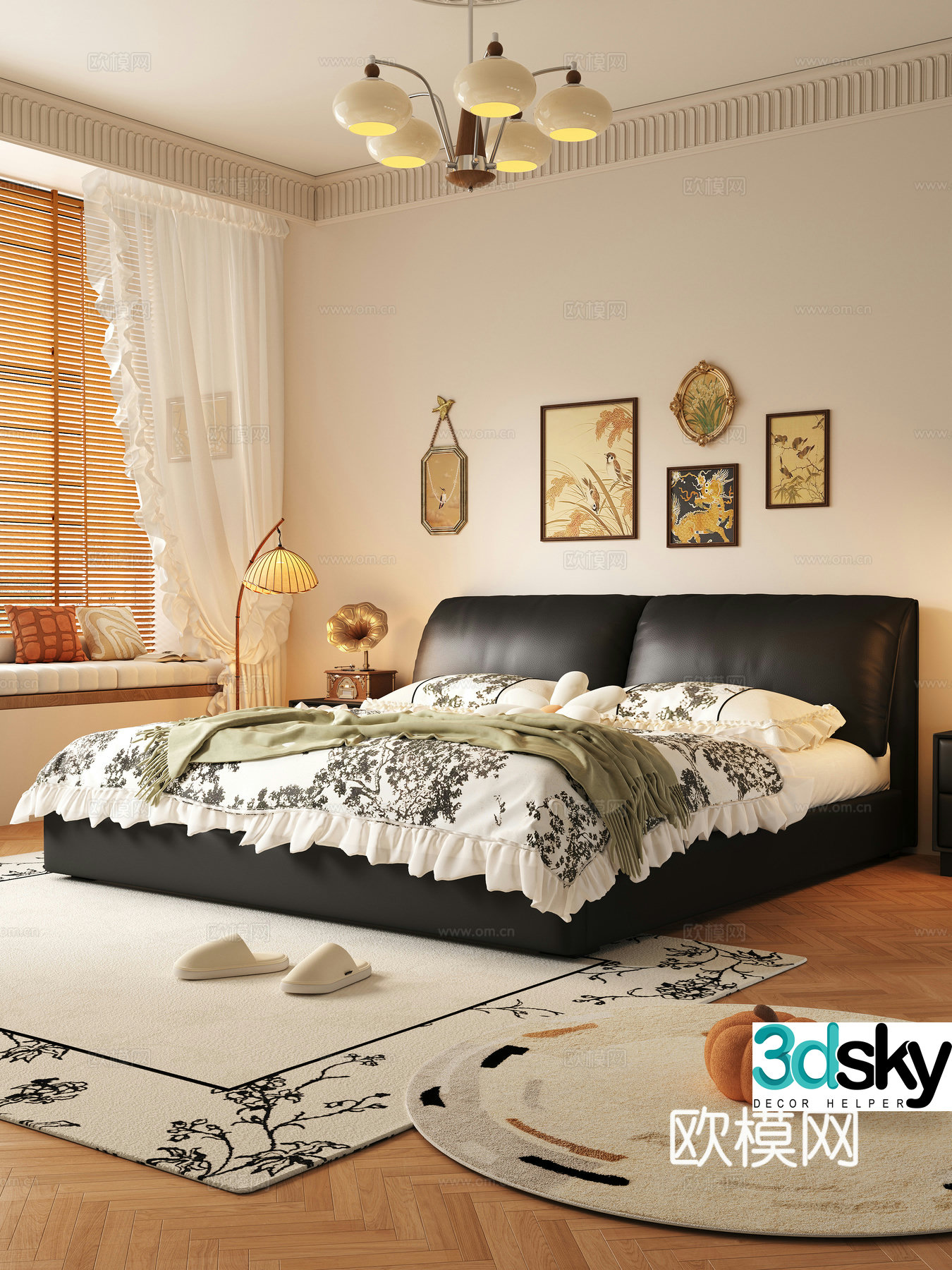 Modern medieval bedroom 3d model