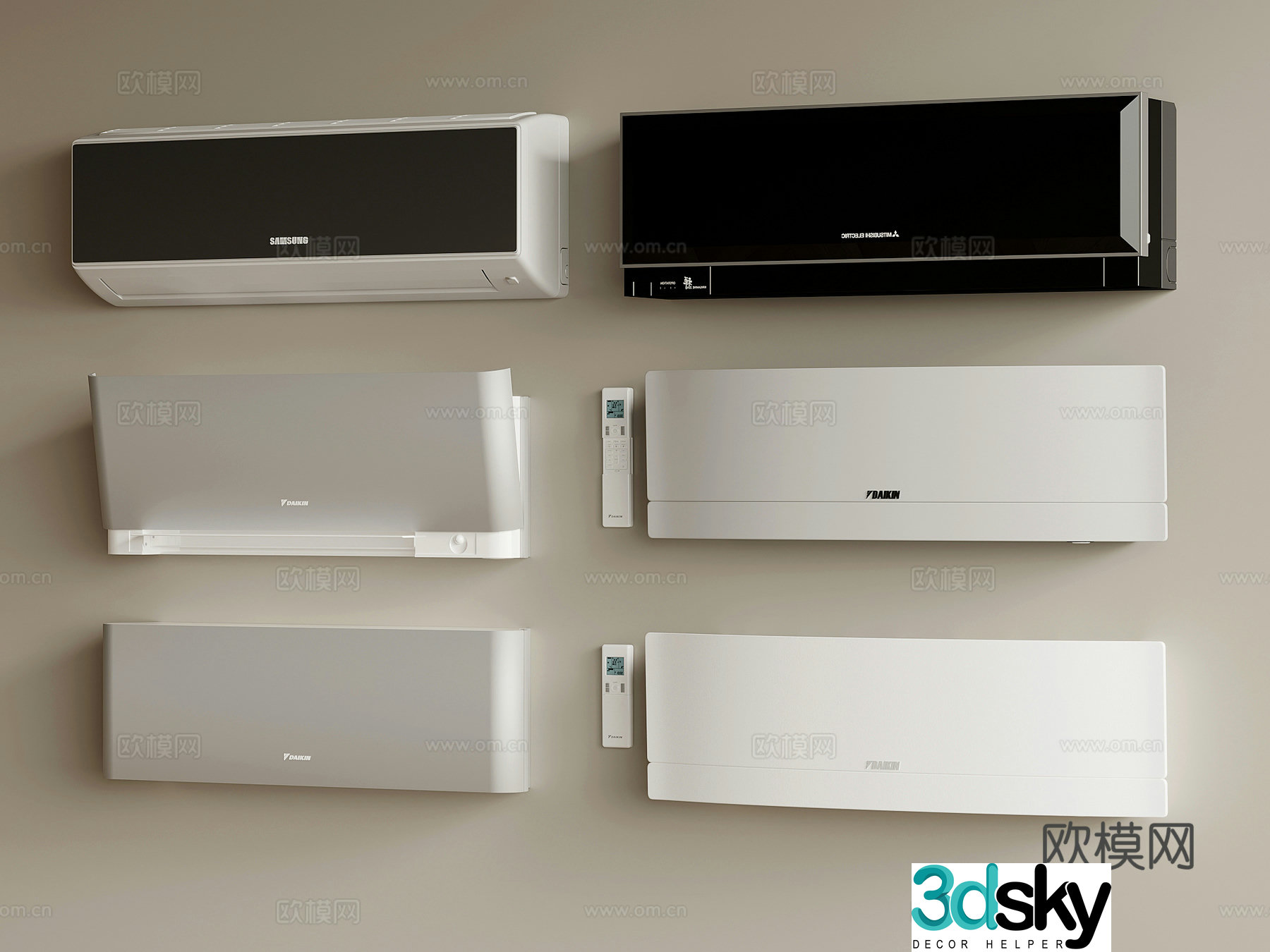 Air conditioner Modern wall-mounted air conditioner 3D model