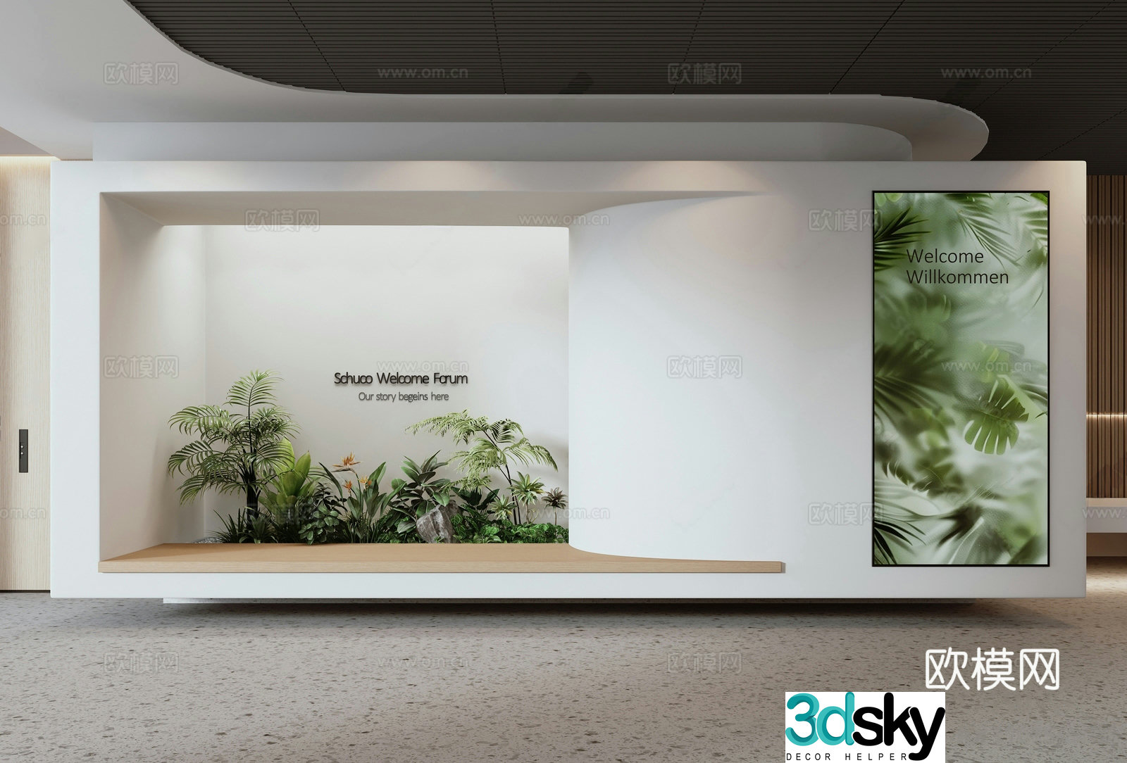Modern interior landscape green plant landscaping front desk landscape patio landscaping indoor plants planting 3D model