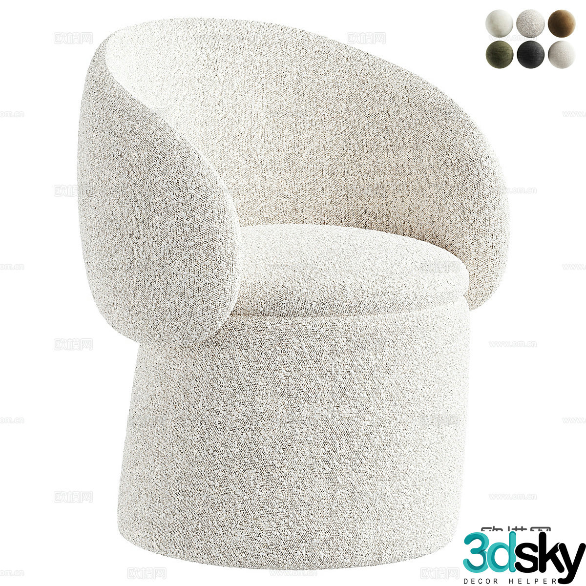 Modern Italian cream style fabric dining chair 3d model