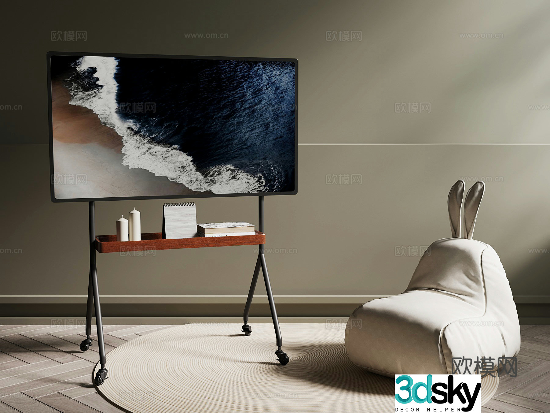 Modern mobile TV stand TV lazy sofa 3d model