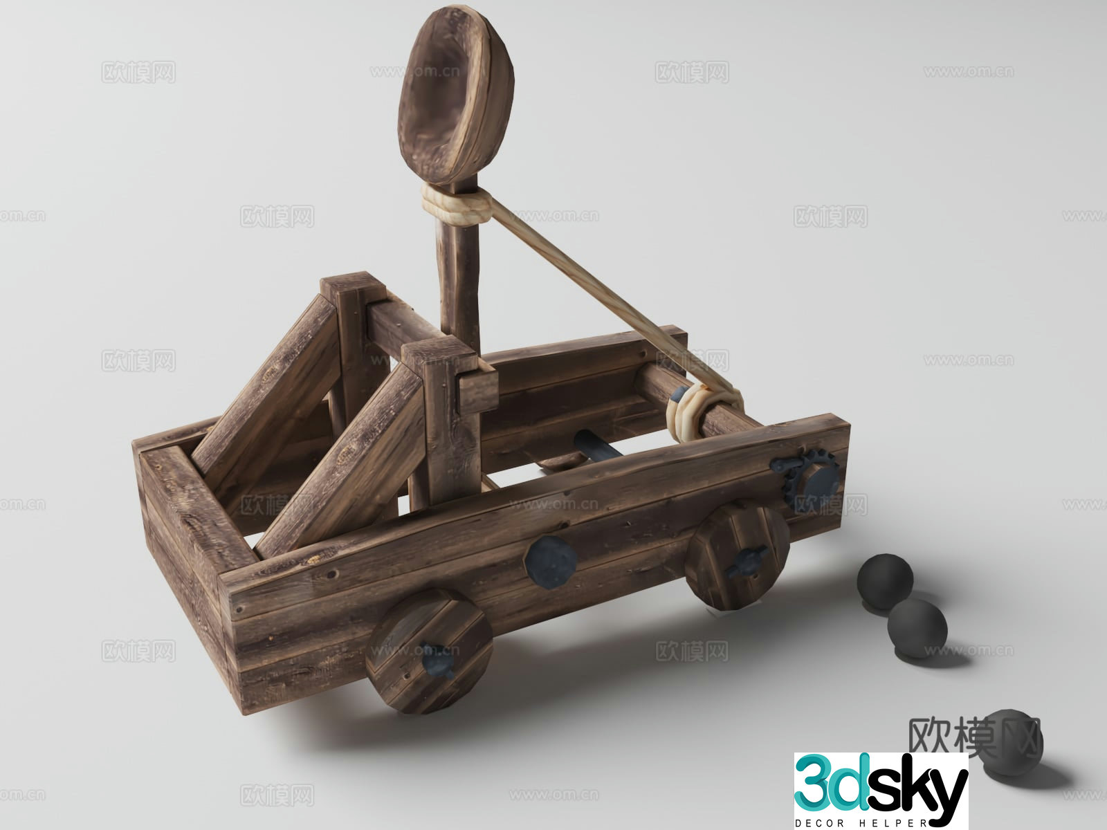 Modern siege engine ancient siege engine catapult animated 3d model