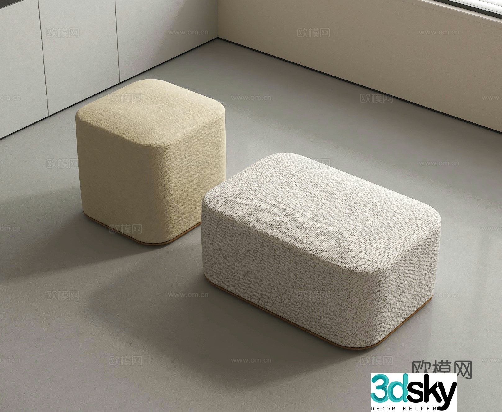 Sofa stool low stool shoe changing stool 3d model